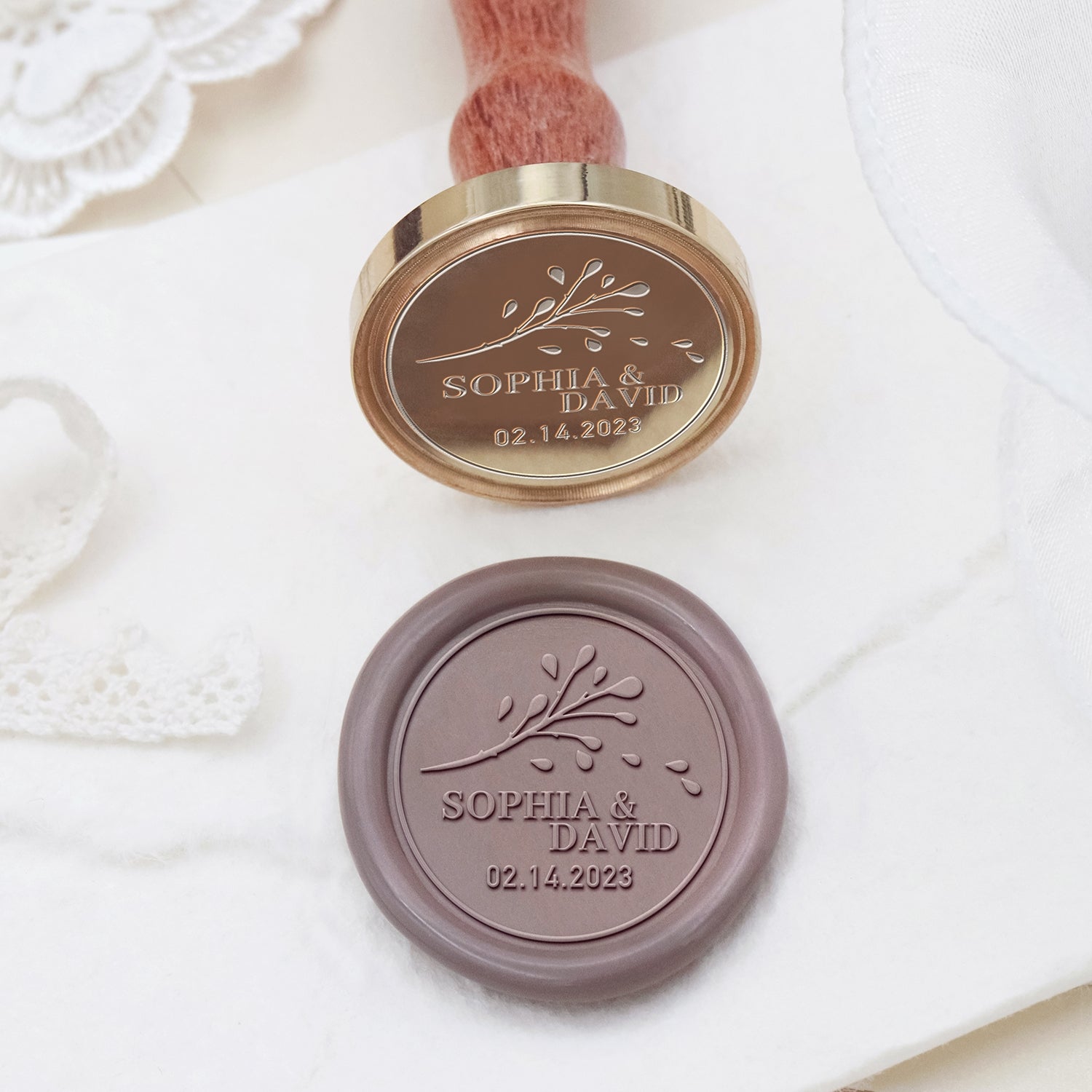 Sello de Lacre Personalizado para Boda Stamprints Nombre y Fecha 2