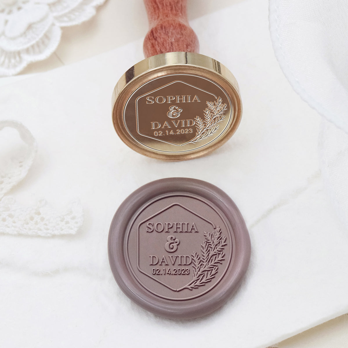 Sello de Lacre Personalizado para Boda Stamprints Nombre y Fecha 2
