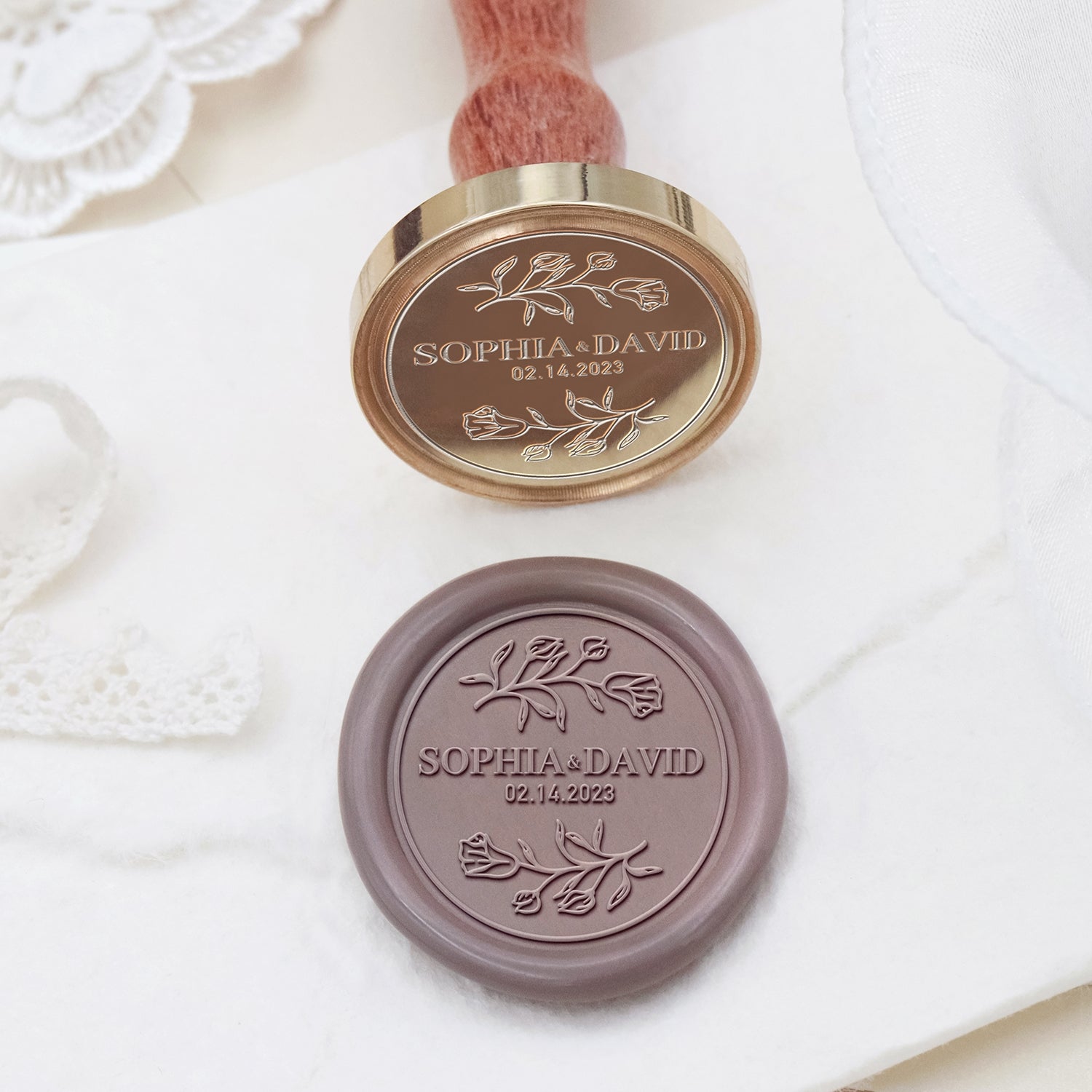 Sello de Lacre Personalizado para Boda Stamprints Nombre y Fecha 2