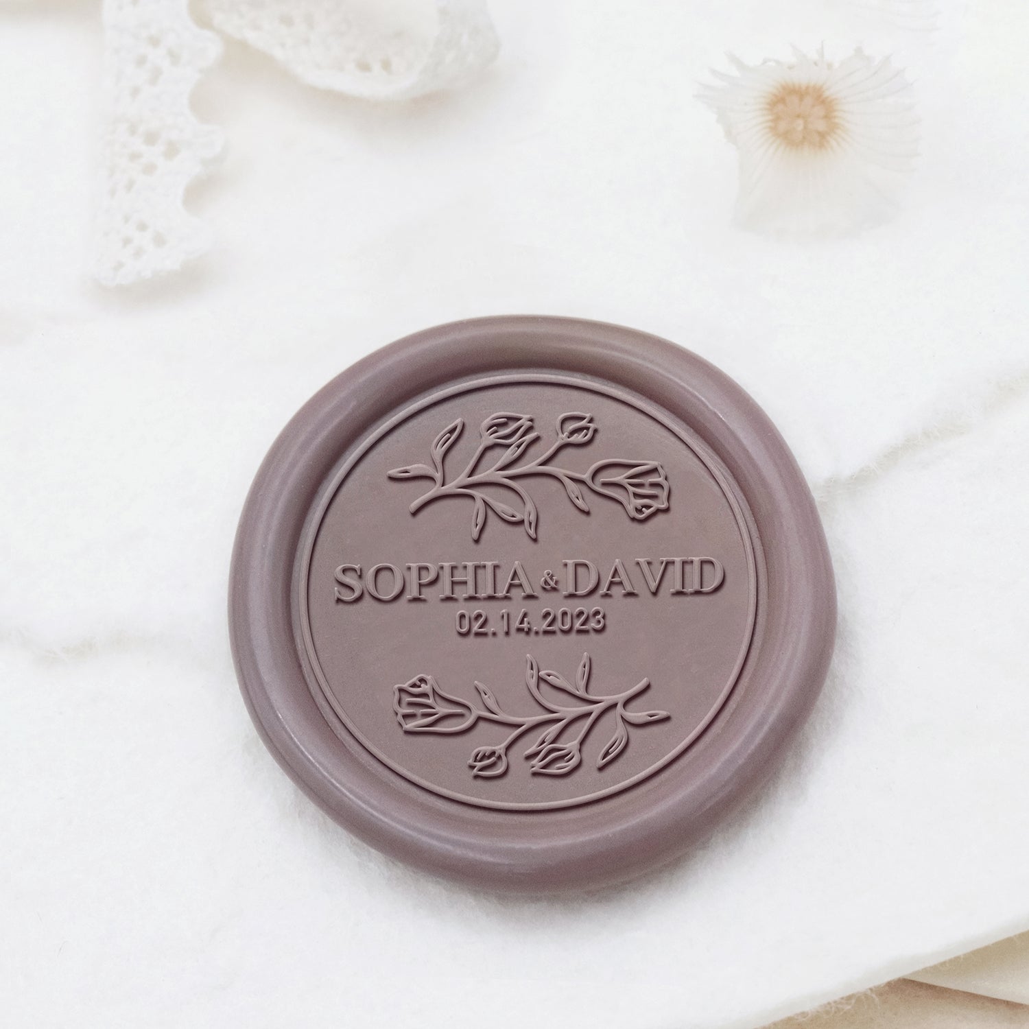Sello de Lacre Personalizado para Boda Stamprints Nombre y Fecha 1