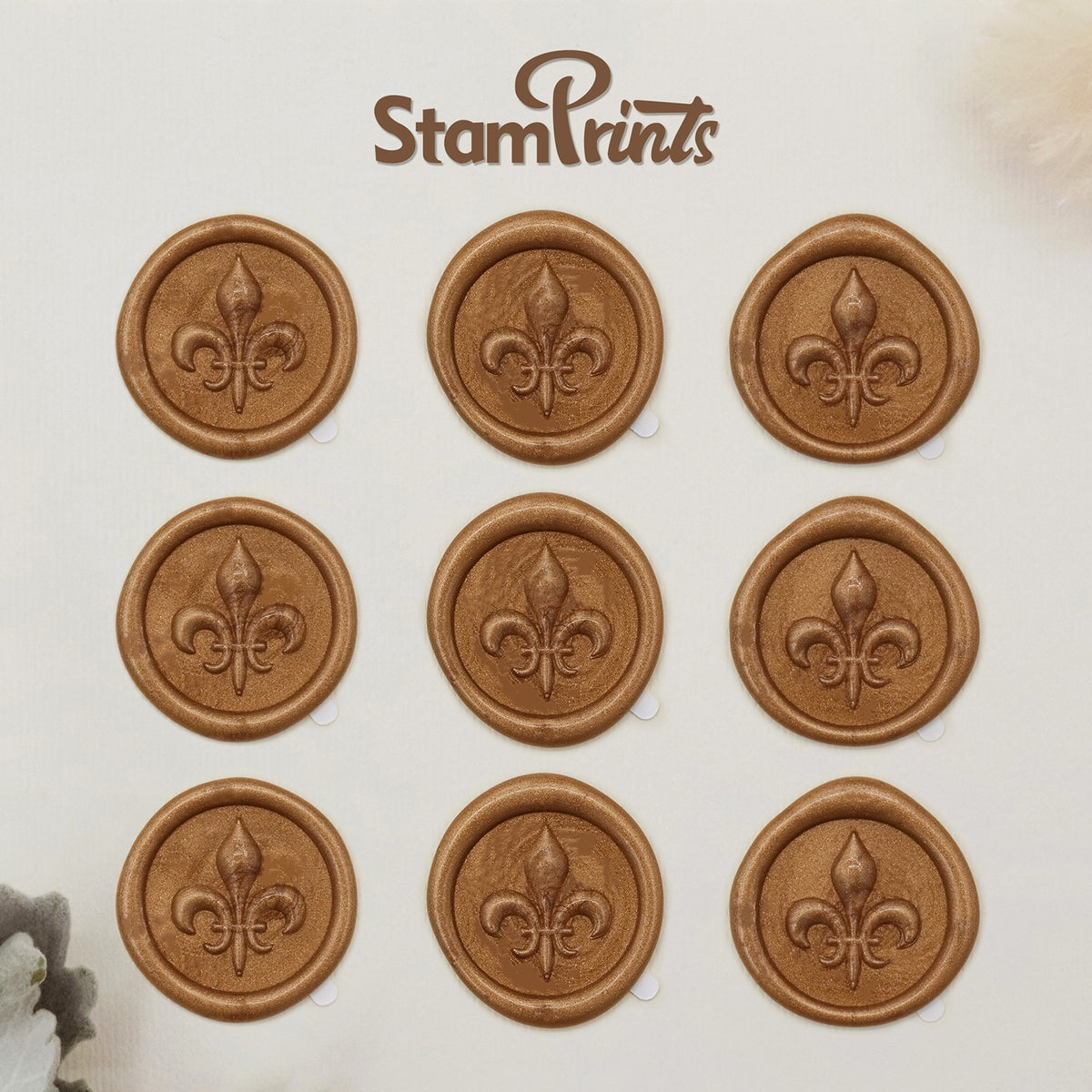 Stamprints Pegatinas de Sello de Lacre Autoadhesivo de Flor de Lis en Relieve 3D 2