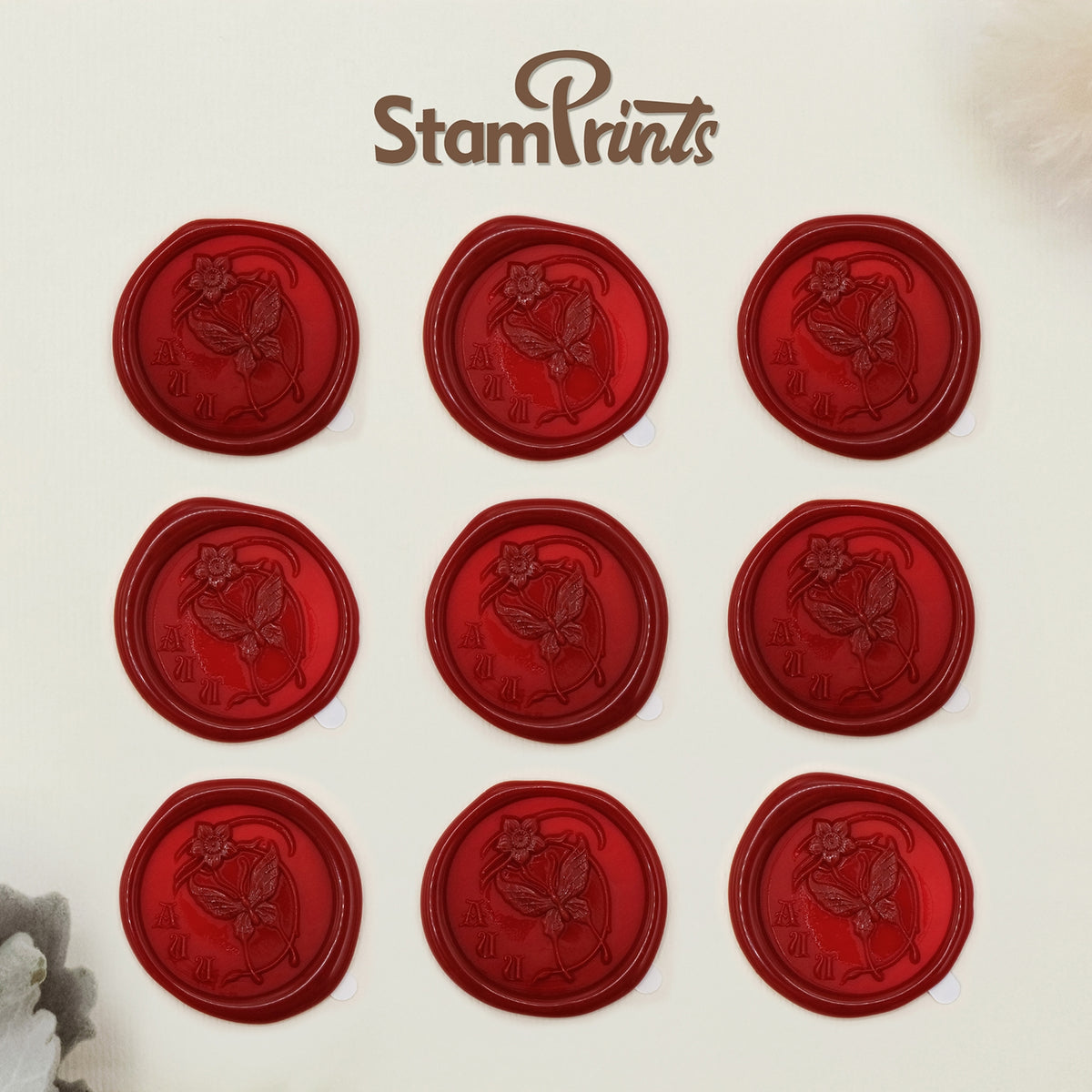 Stamprints Pegatinas de Sello de Lacre Autoadhesivo Mariposa Relieve 3D 2
