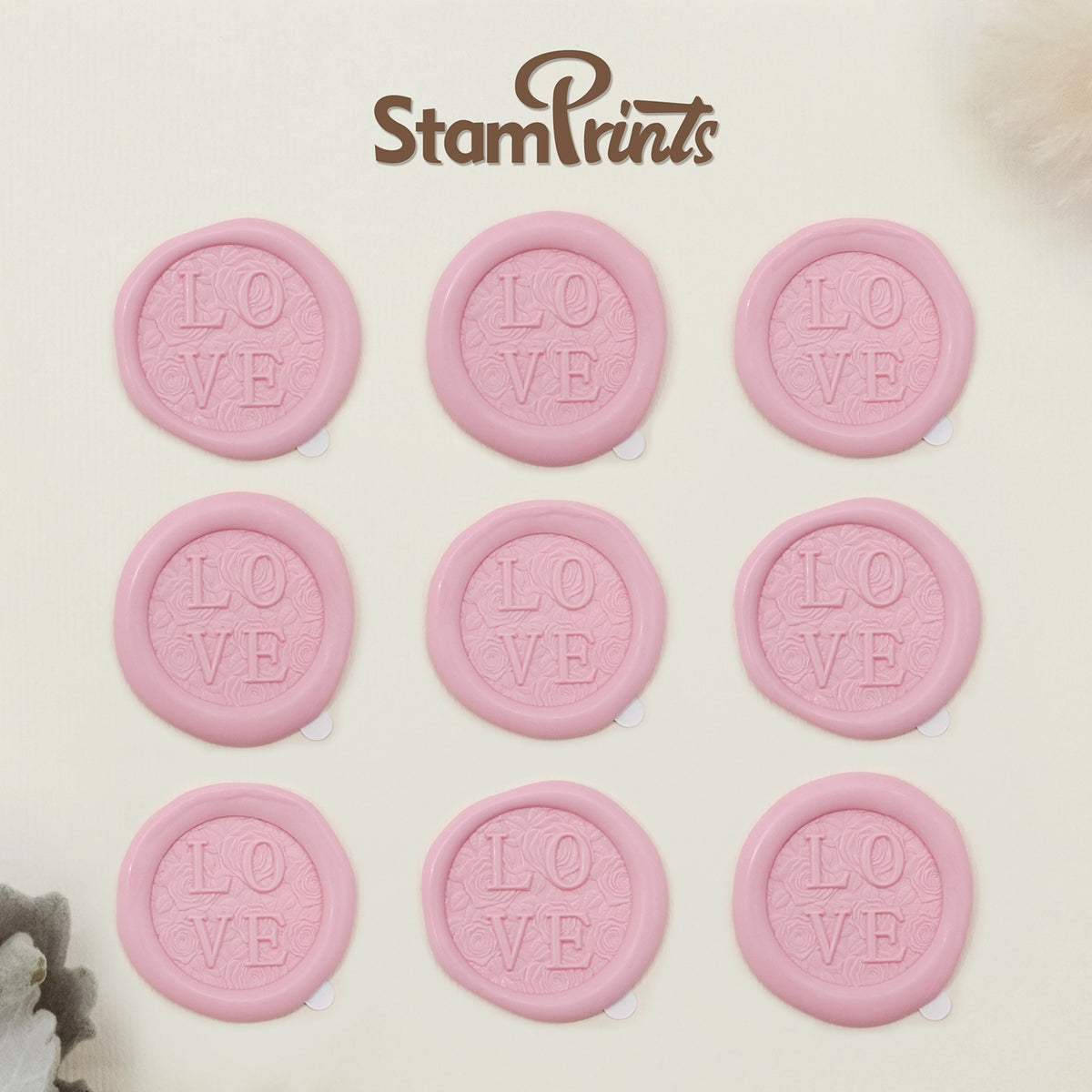 Stamprints Pegatinas de Sello de Lacre Autoadhesivo de Amor con Relieve 3D 2