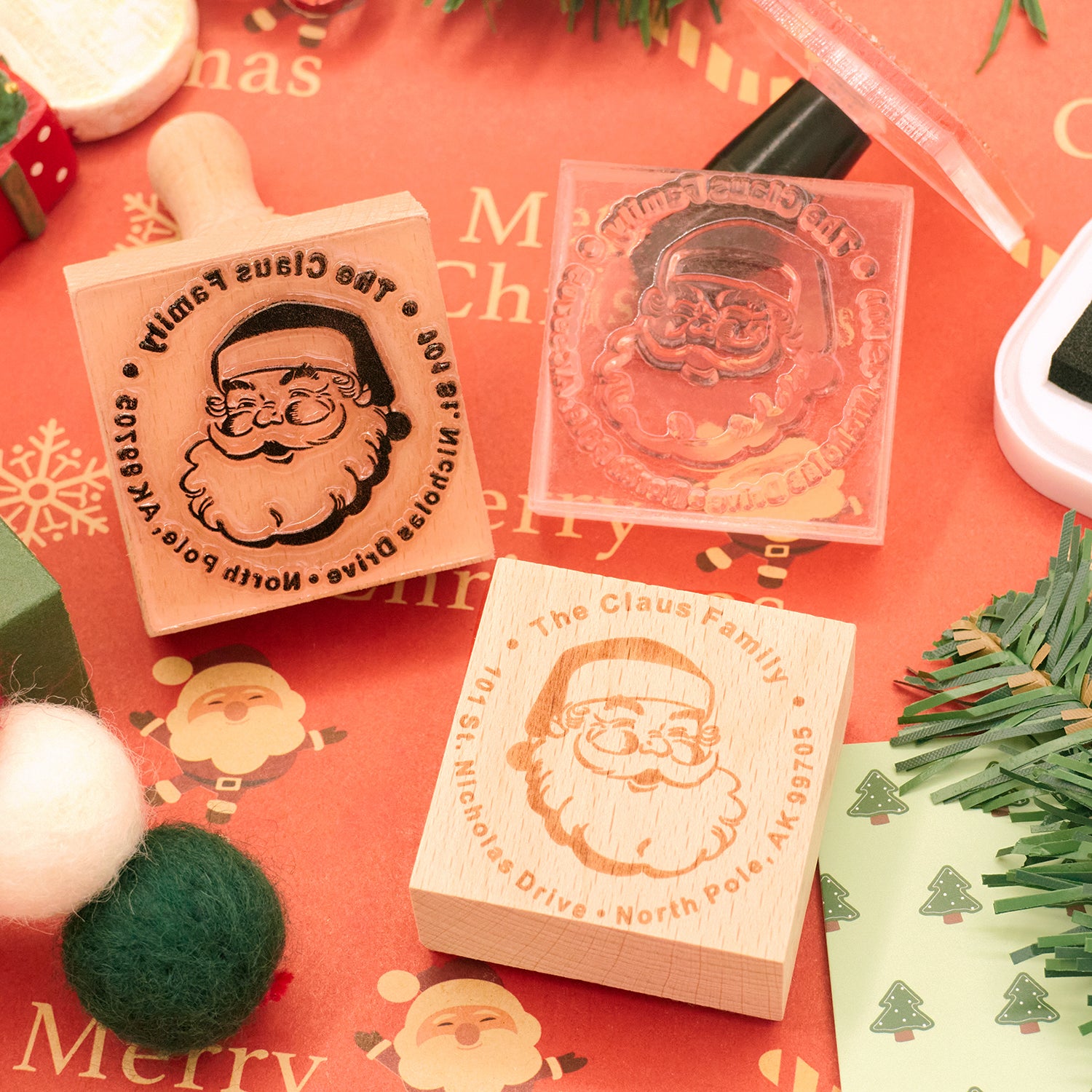 Sello de Caucho de Madera Personalizado de Dirección de Navidad IMG_2532-1