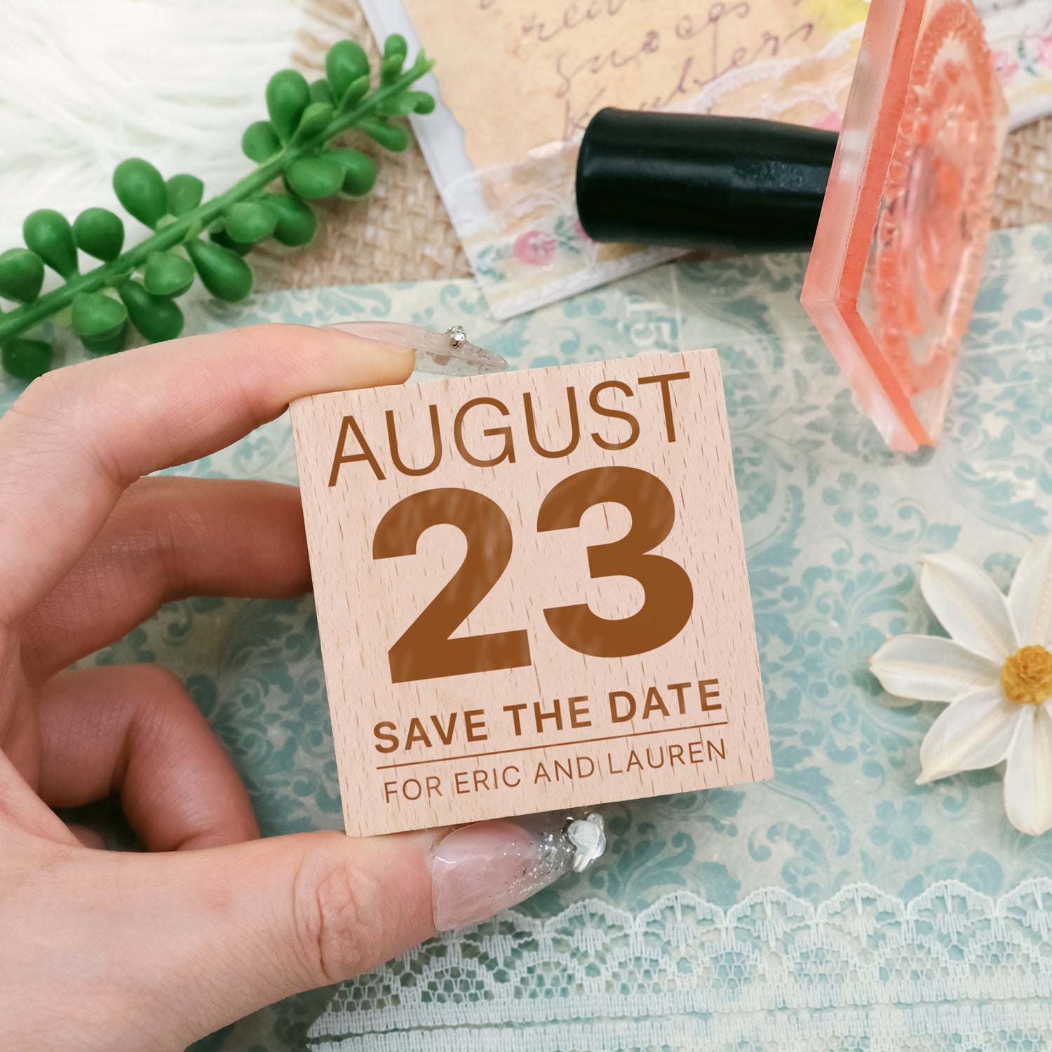 Sello de Caucho Personalizado para Boda Reserva la Fecha-25 2