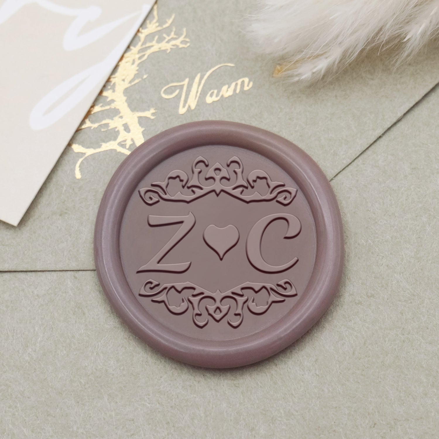 Sello de Caucho de Lacre con Monograma de Boda de Lirio Personalizado-32 1