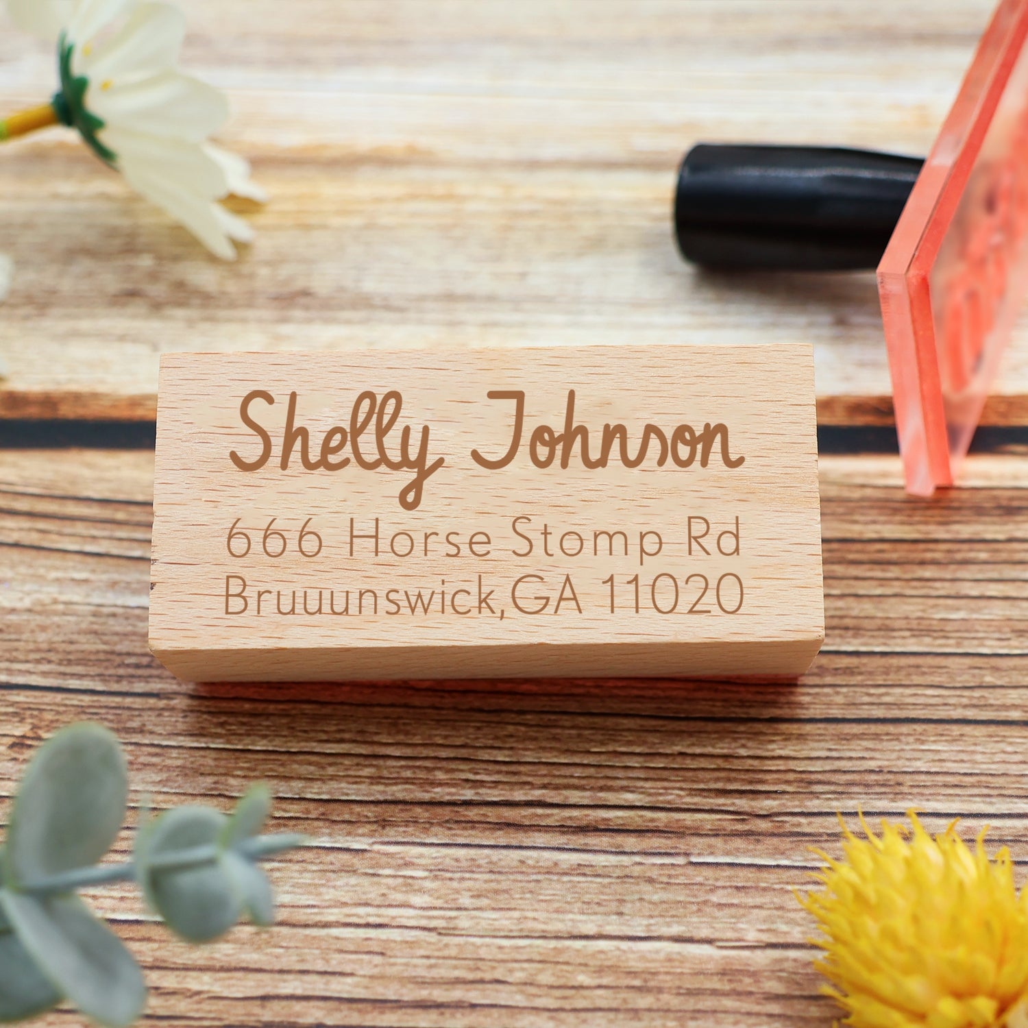Custom Rectangular Handwriting Font Address Return Rubber Stamp - Style 17 3
