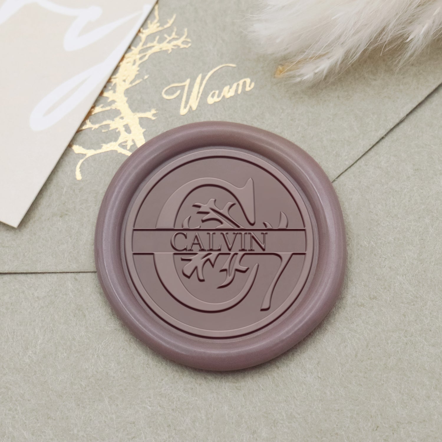 Sello de Lacre de Nombre Floral Personalizado de 26 Letras - C 1