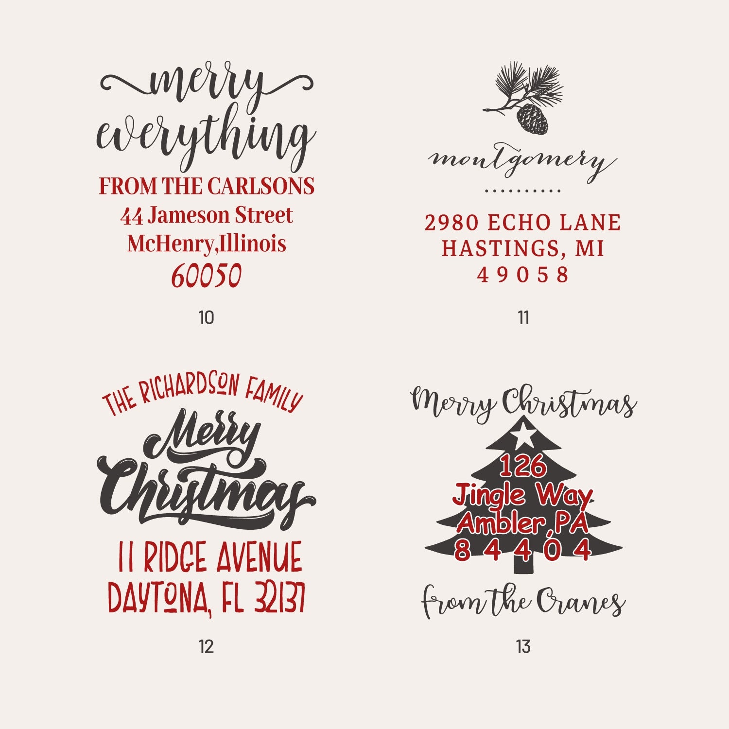 Sello de Caucho de Dirección de Navidad Personalizado (18 Diseños) 2
