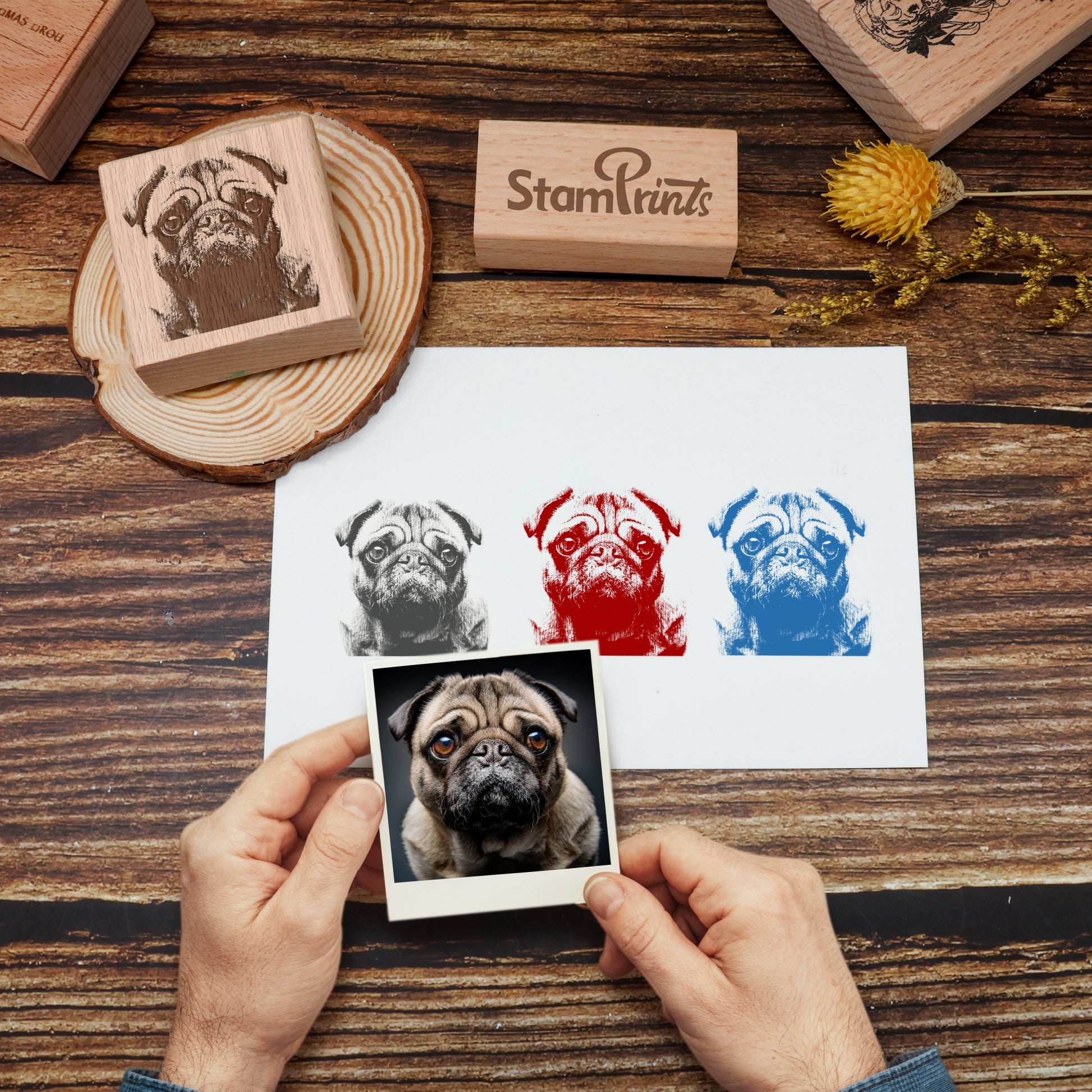 Sello de Caucho de Madera de Diseño Personalizado Con Tu Arte sello de caucho