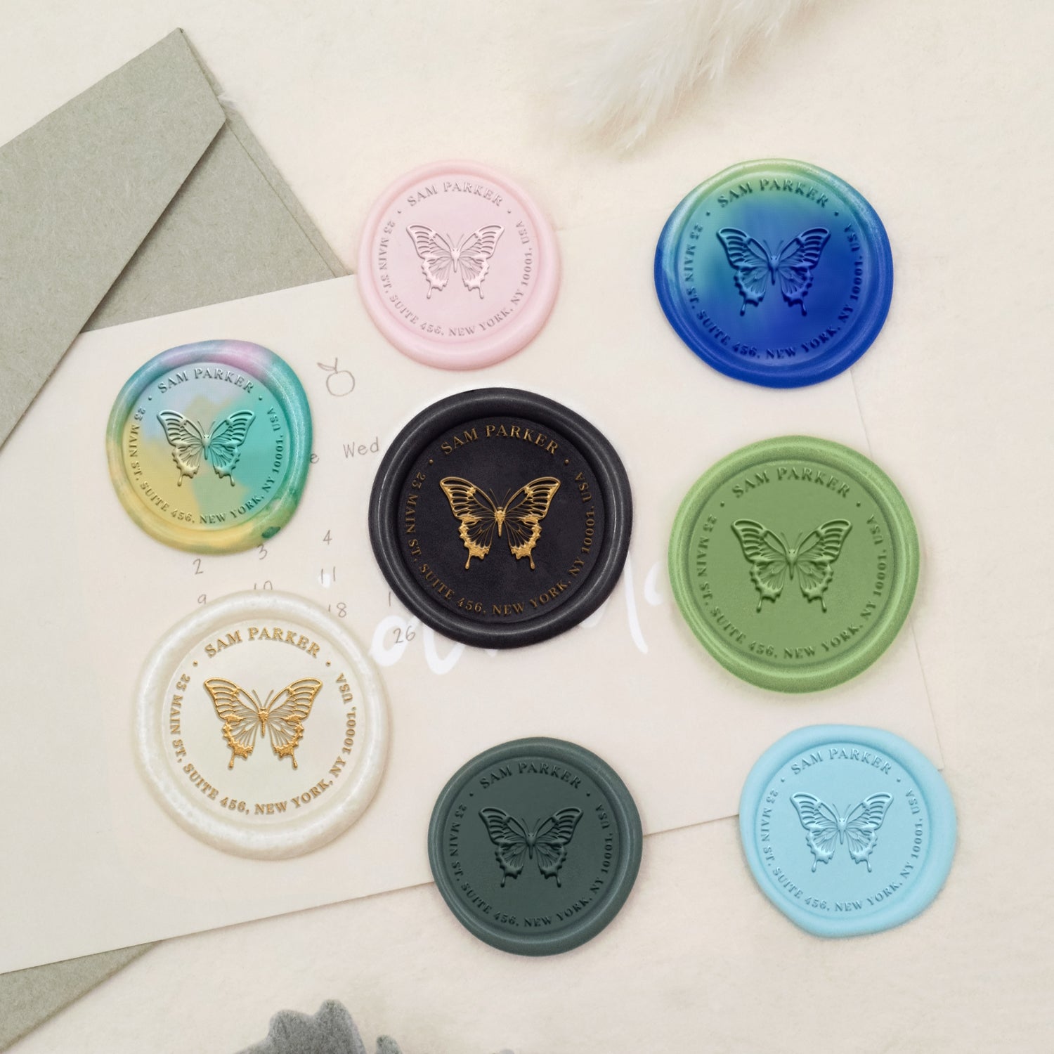 Custom Butterfly Address Wax Seal Stamp 3