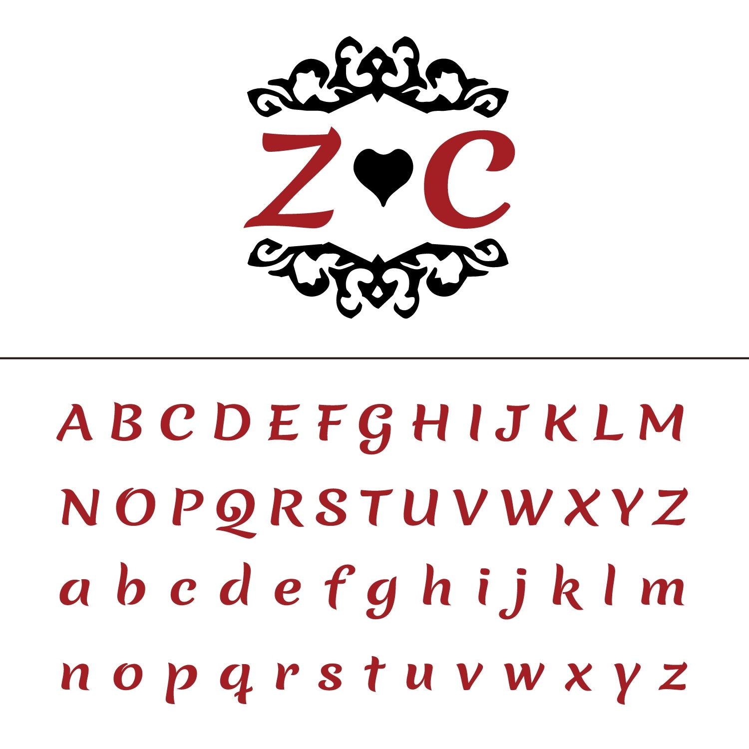 Sello de Caucho de Lacre de Monograma de Boda Corazón Vintage Personalizado 33