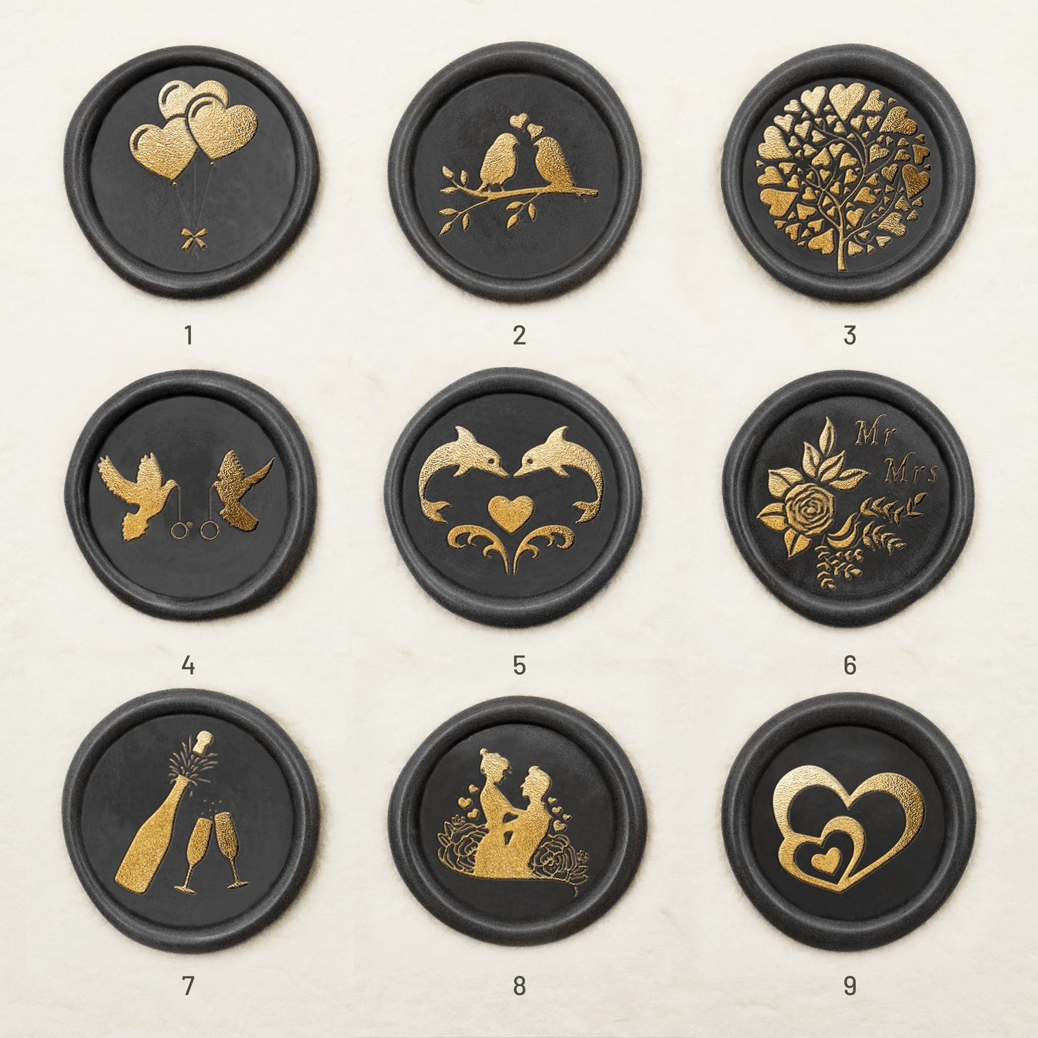 Sello de Caucho de Lacre para Celebración de Boda (27 Diseños)-sku1