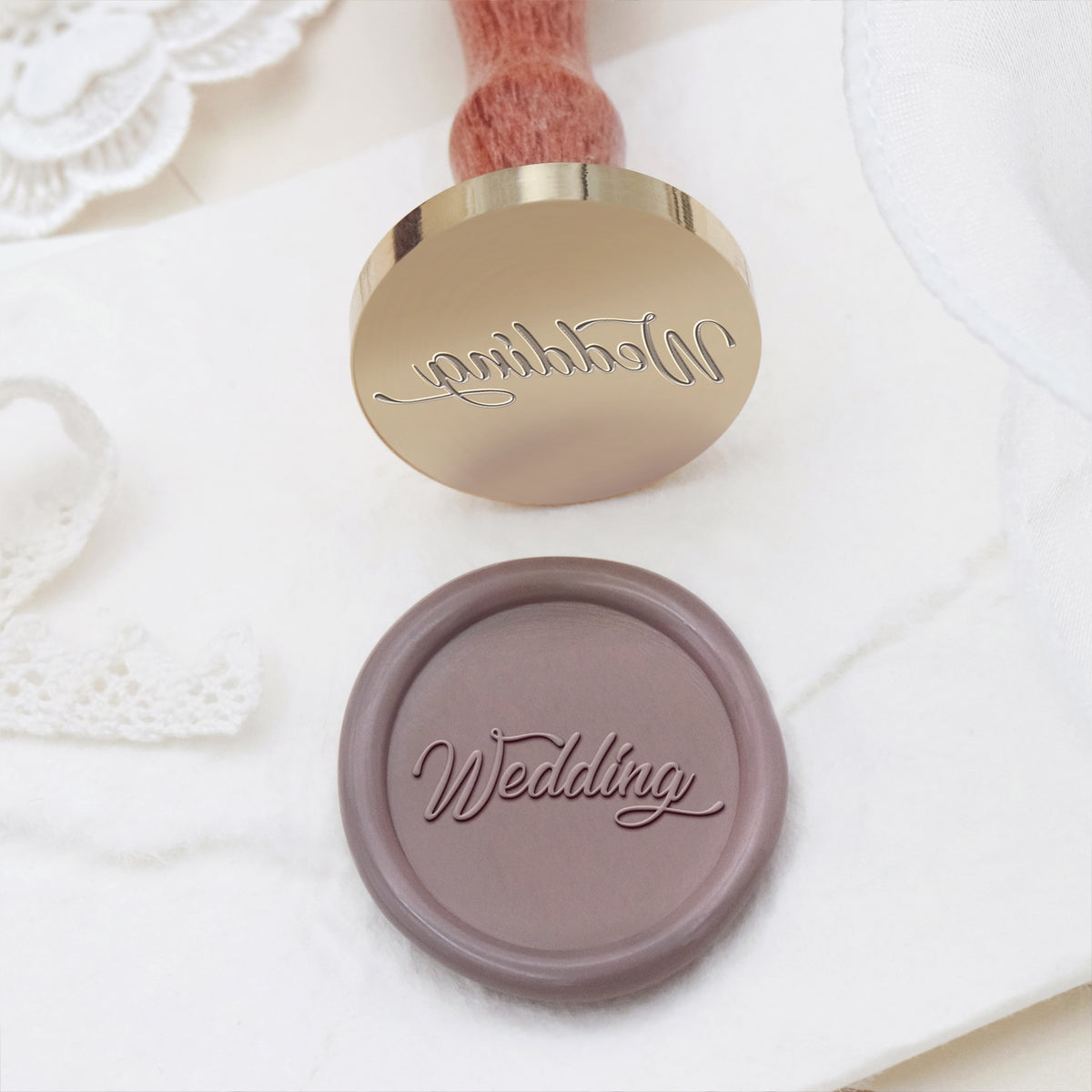 Sello de Lacre y Sello de Caucho para Invitaciones de Boda y Anuncios (27 Diseños)