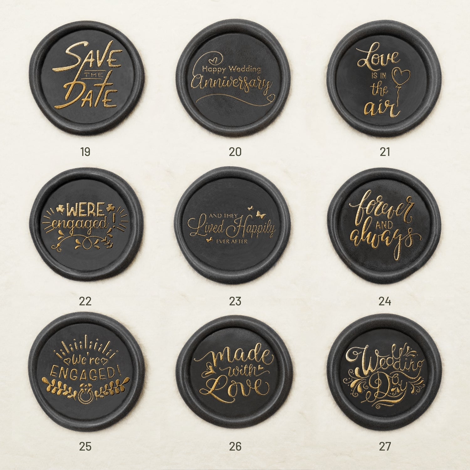 Sello de Lacre para Invitaciones de Boda y Anuncios (27 Diseños)-sku3