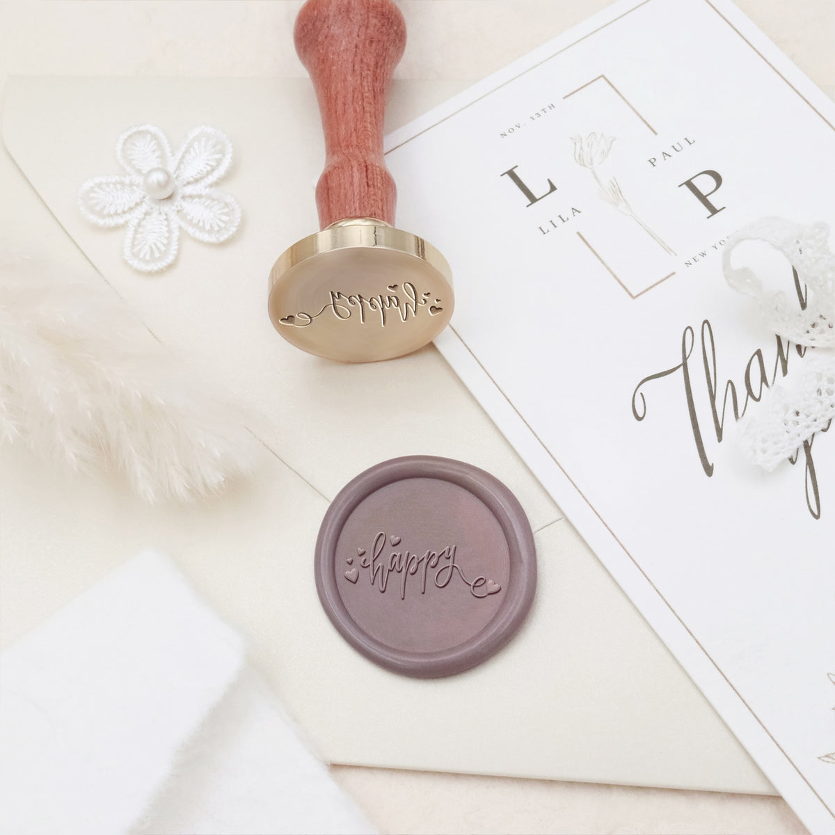 Sello de Lacre para Invitación de Boda y Anuncio - Estilo 6 6-3