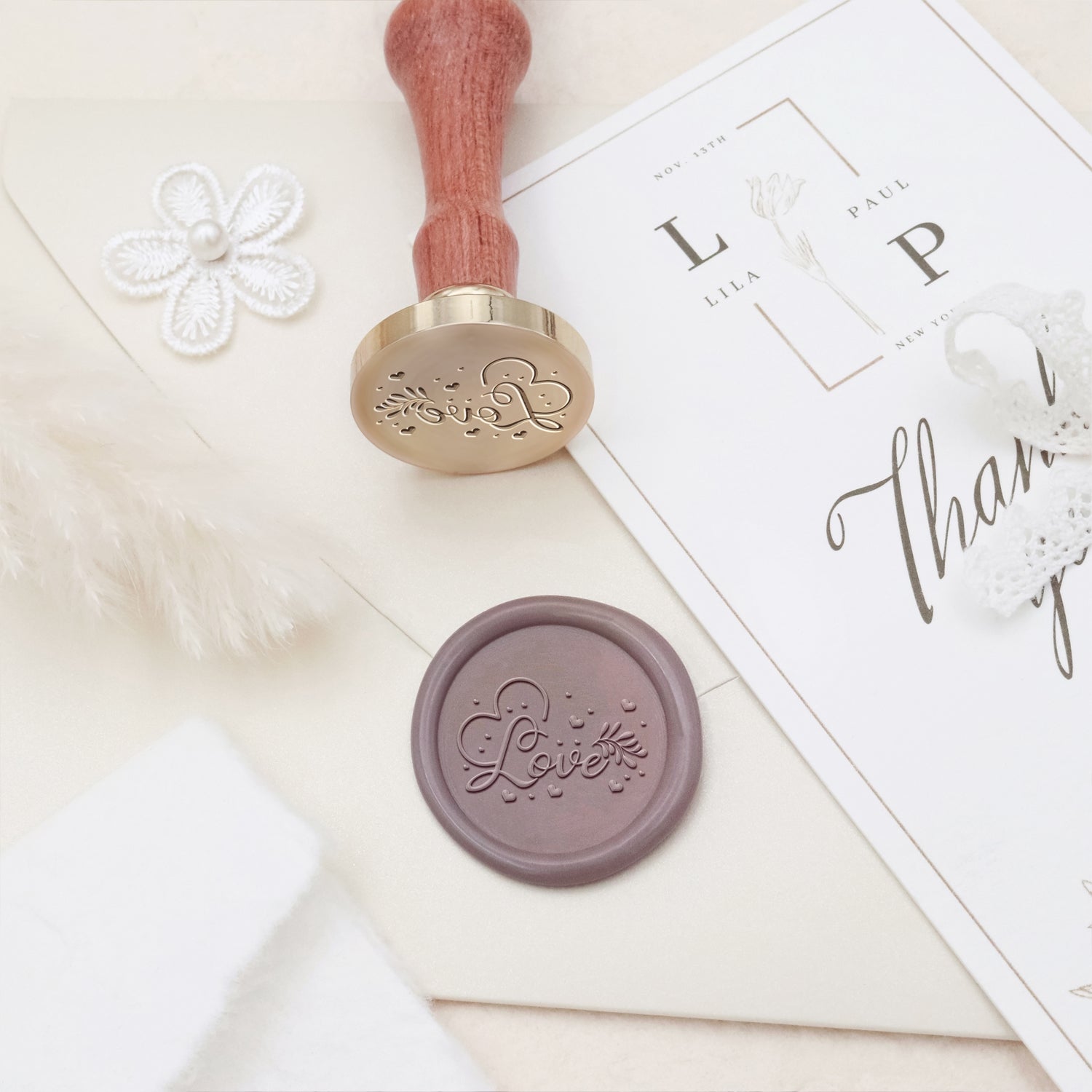 Sello de Lacre para Invitación y Anuncio de Boda - Estilo 11 11-3