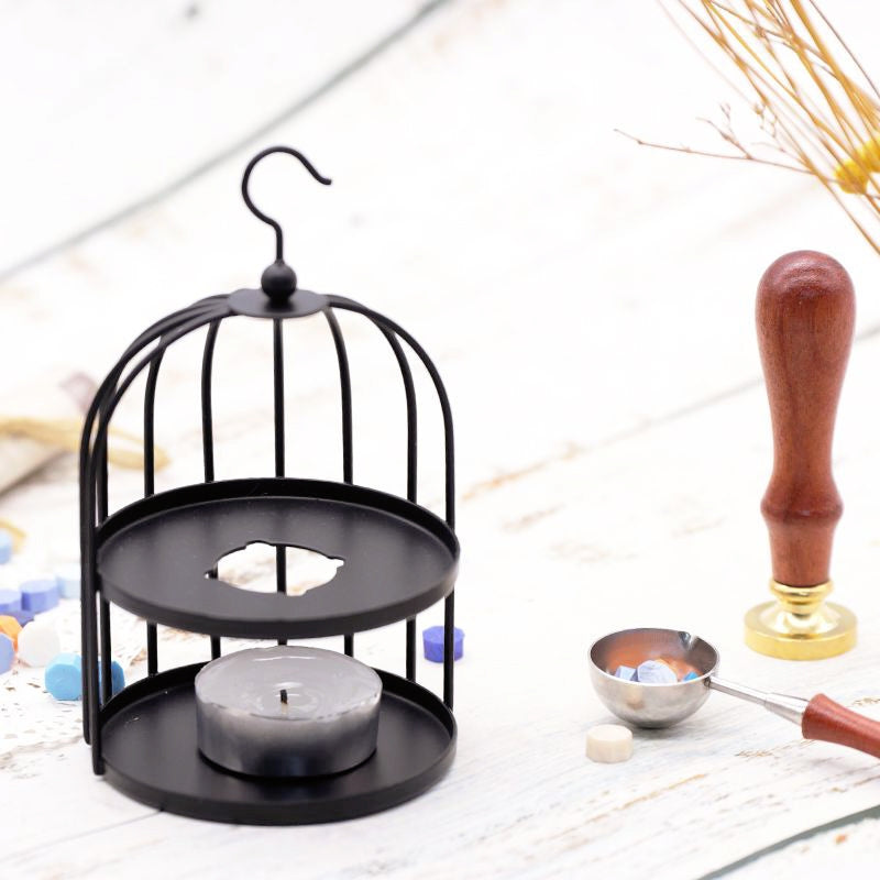 Hornillo para lacre de fusión artístico retro estilo europeo con jaula de pájaros b
