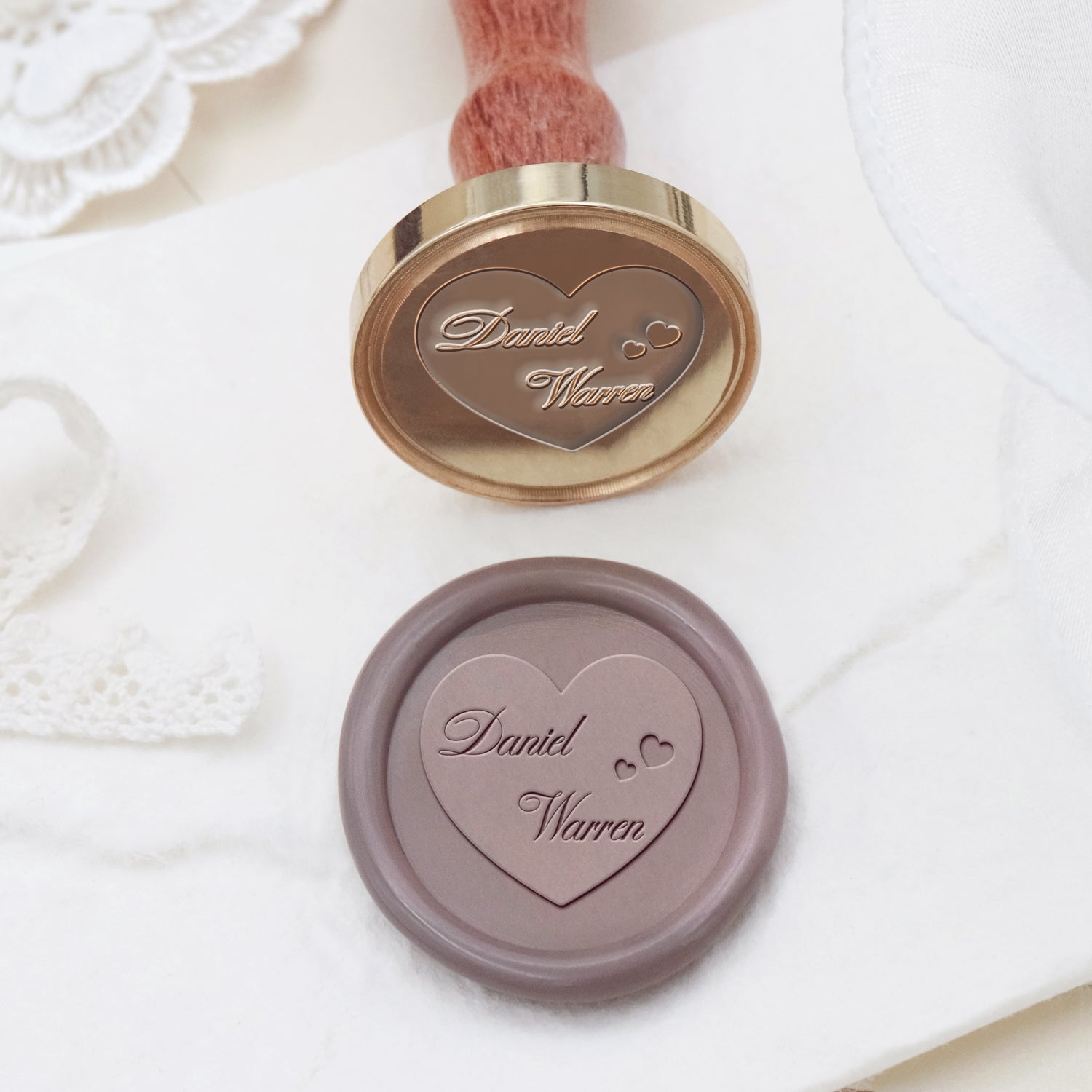 Sello de Caucho de Lacre de Boda Minimalista Personalizado con Nombre (9 Diseños) 2