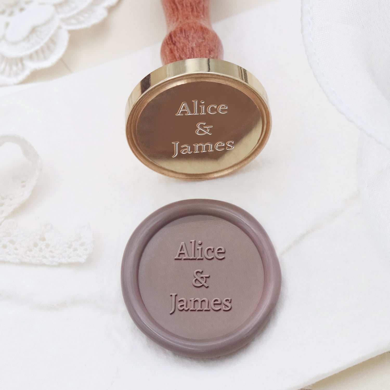 Sello de Lacre de Boda Minimalista Personalizado con Nombre - Estilo 9 2