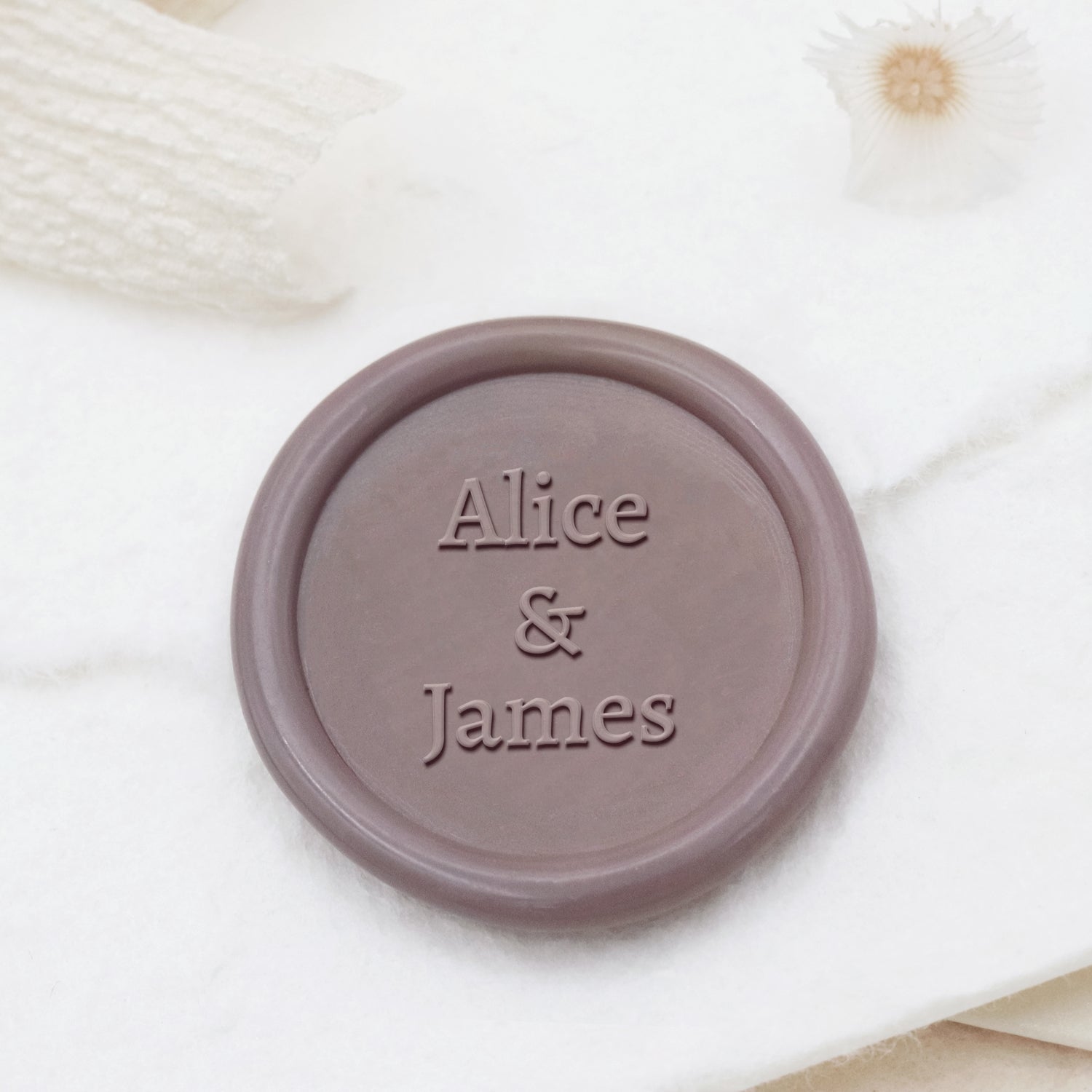 Sello de Lacre de Boda con Nombre Minimalista Personalizado - Estilo 9 1