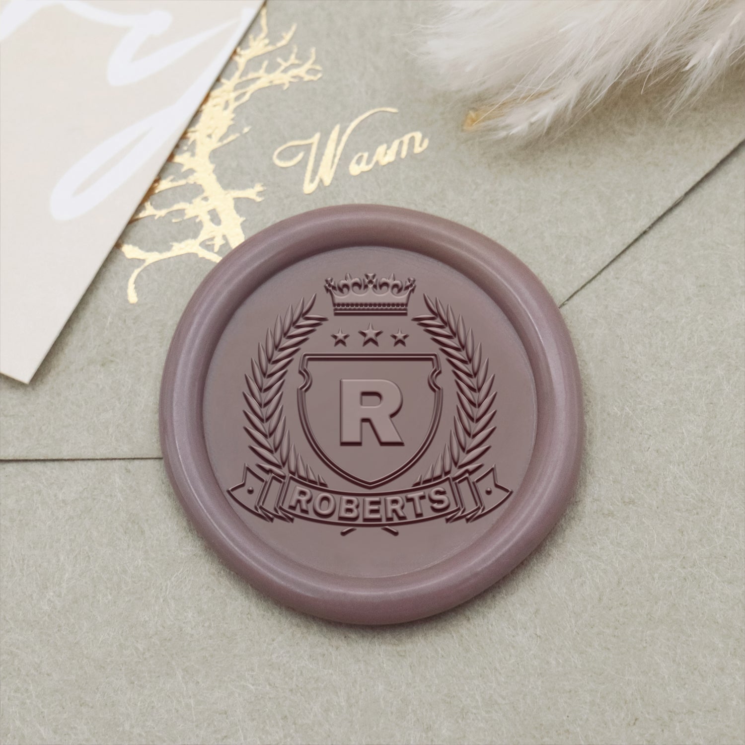 Sello de caucho de lacre con escudo familiar personalizado 1