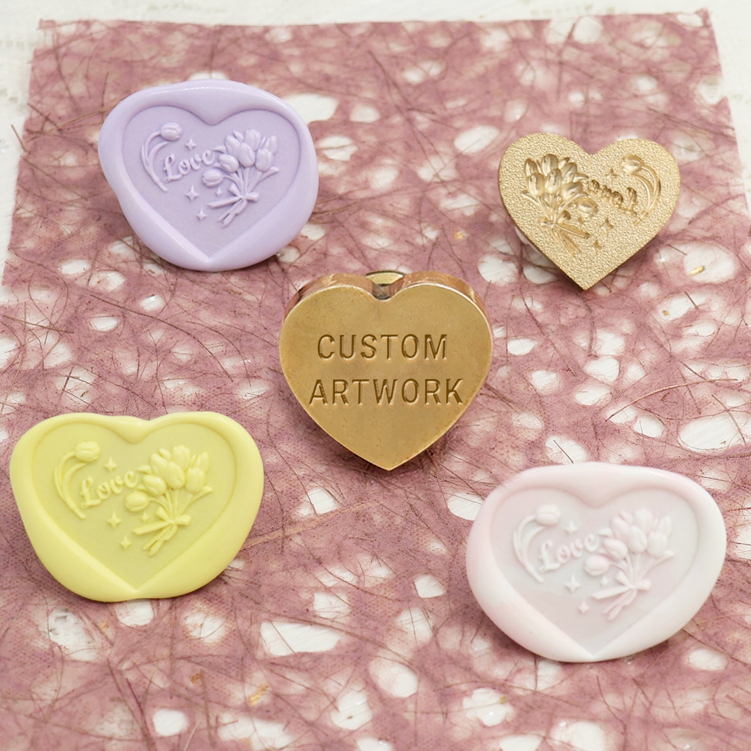 Sello de Lacre con Sello de Caucho de Forma de Corazón de Diseño Personalizado con Tu Arte 1-SP