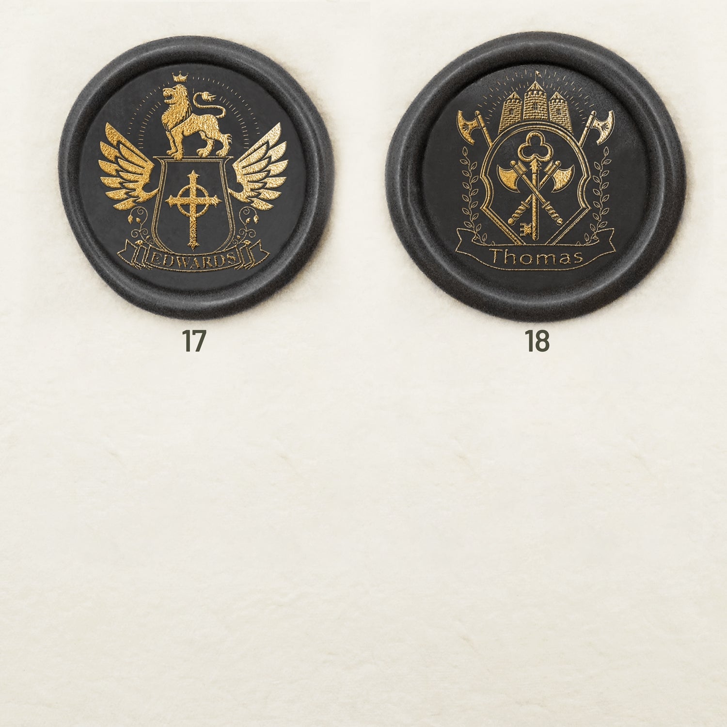 Sello de Caucho de Lacre Personalizado con Escudo Familiar (18 Diseños) sku-5