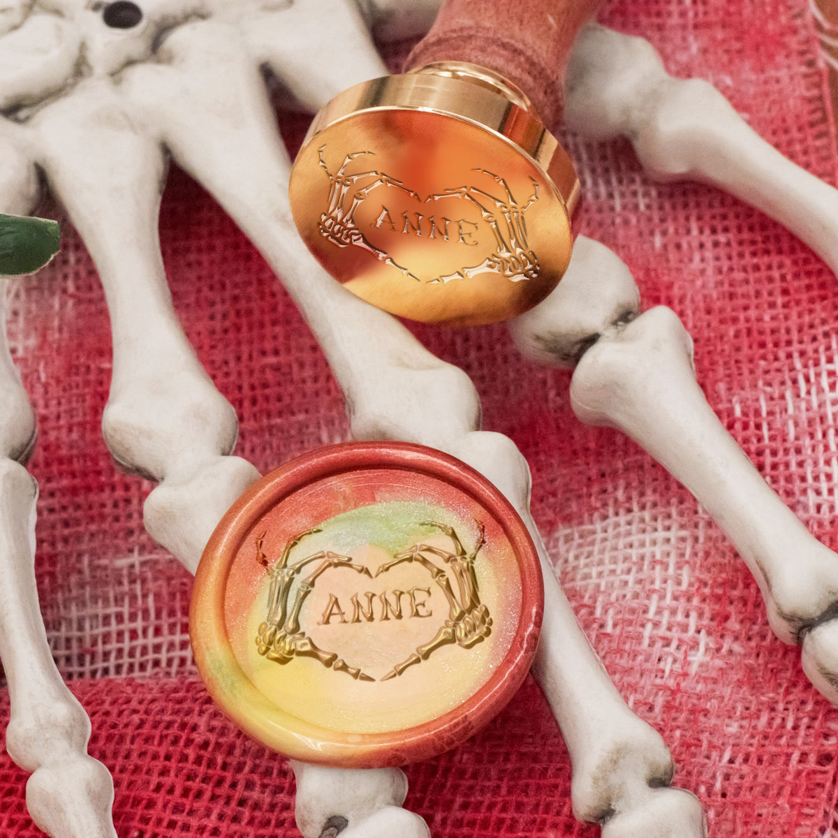 Sello de Lacre Personalizado de Calavera Amor Halloween con Nombre 1
