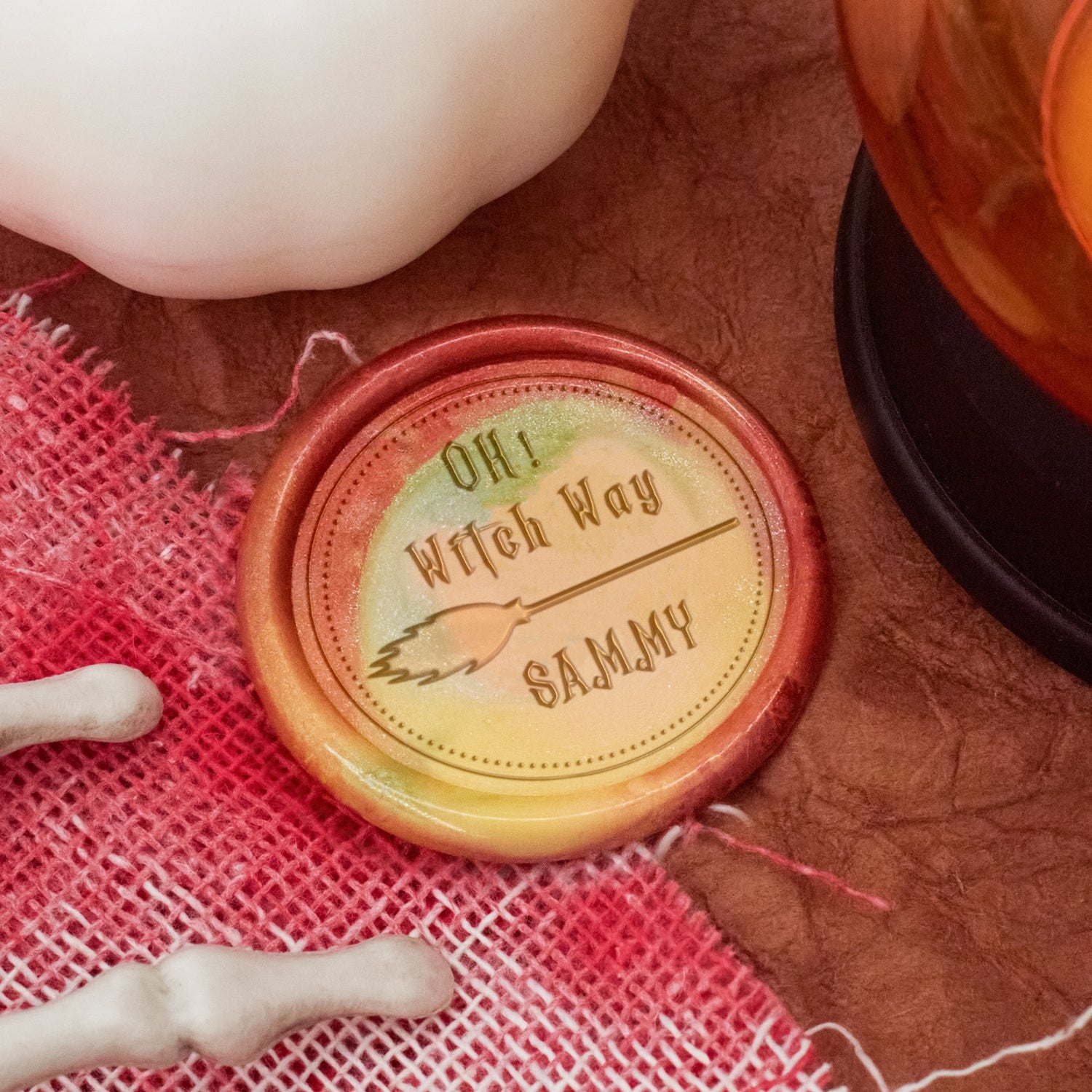 Sello de Lacre de Nombre de Escoba de Halloween Personalizado 2