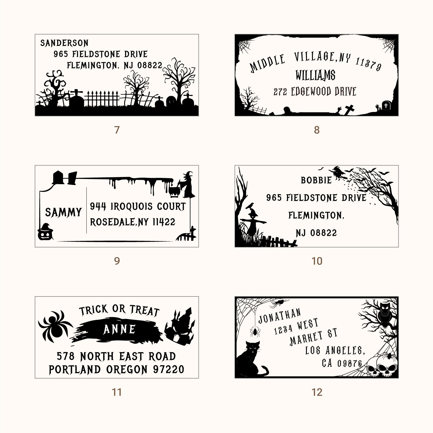 Sello de Caucho Rectangular Personalizado de Dirección de Devolución de Halloween (27 Diseños)-sku2