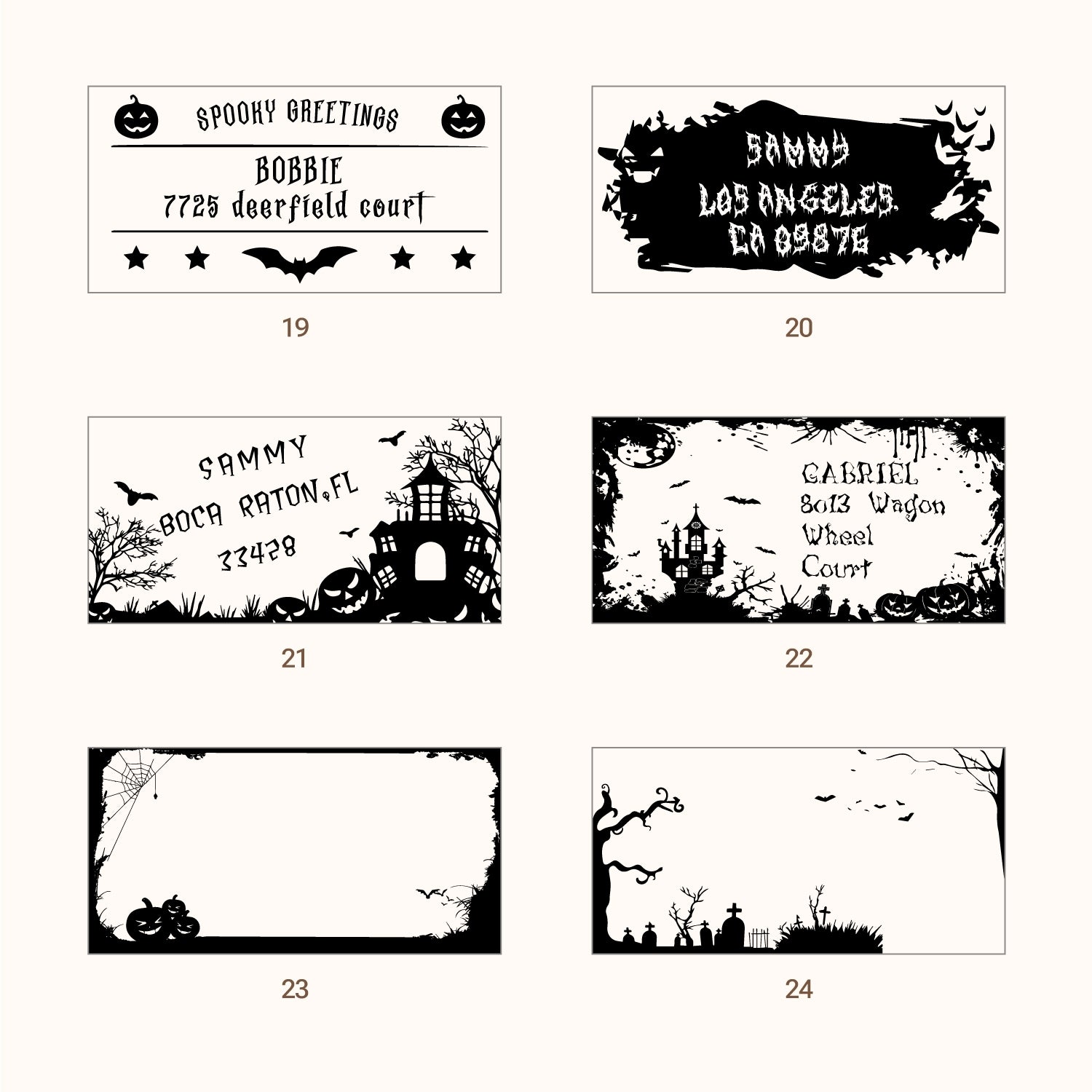 Sello de Caucho de Dirección de Devolución Rectangular Personalizado de Halloween (27 Diseños)-sku4