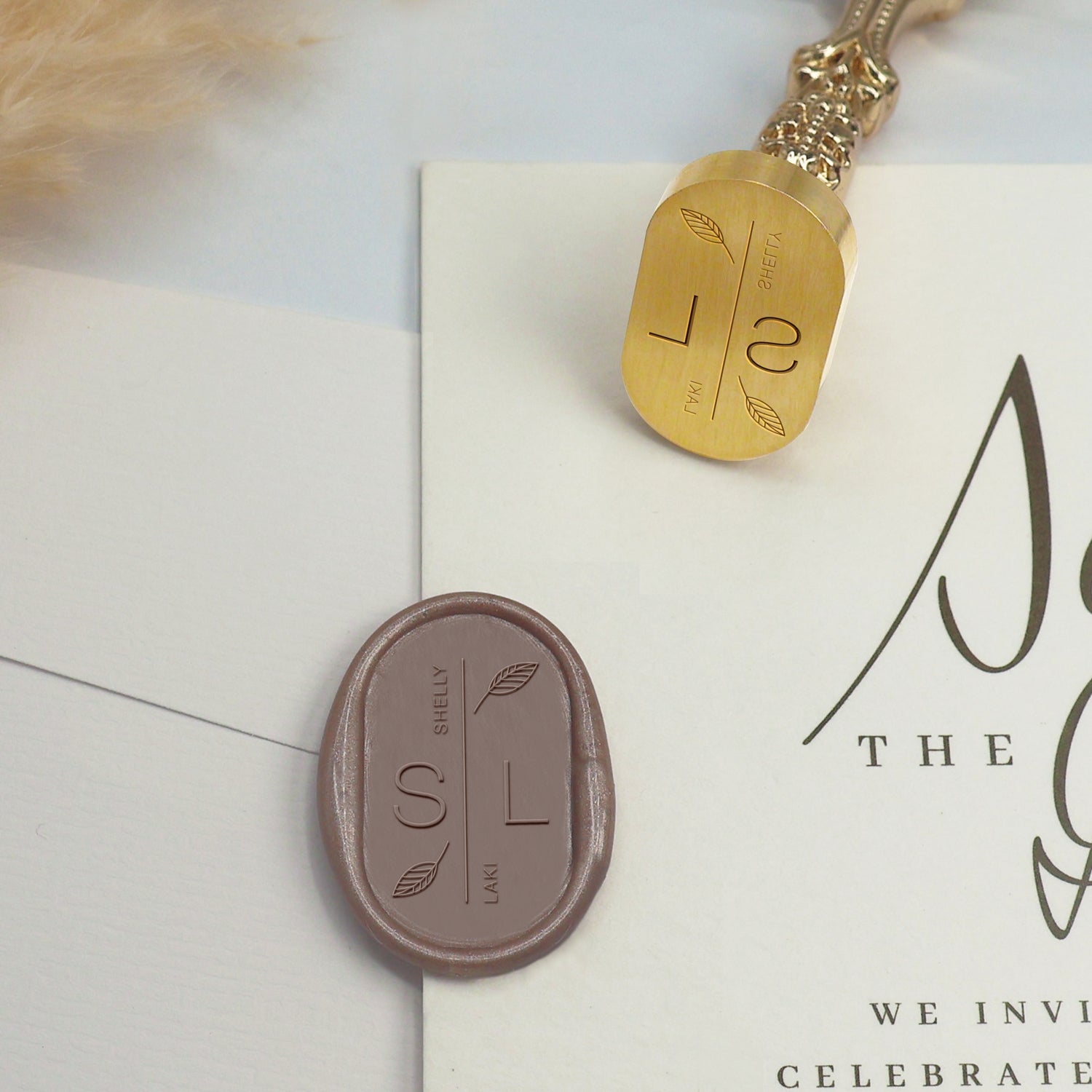 Sello de Lacre de Boda Ovalado Personalizado - Estilo 12 3