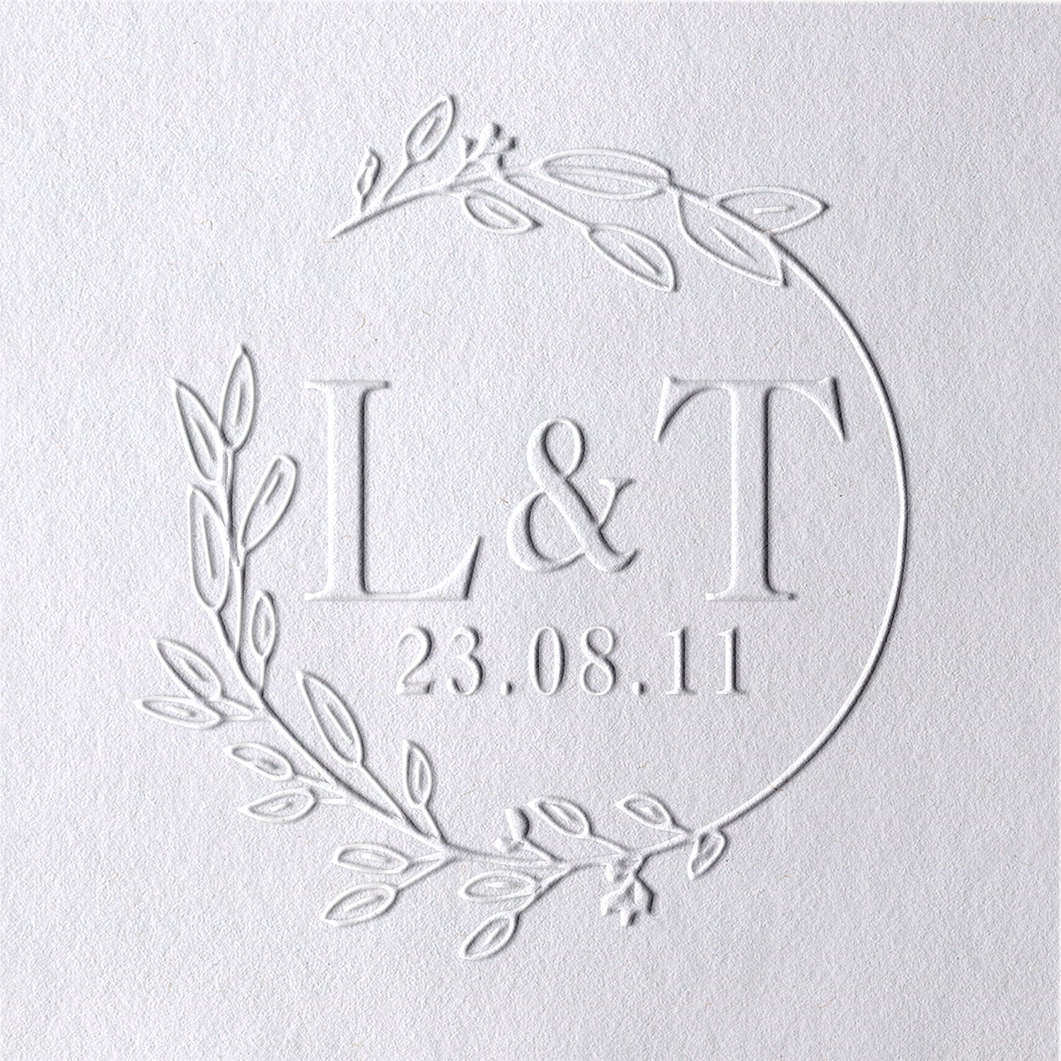 Sello en Seco de Boda con Monograma Personalizado de Rama e Iniciales 311