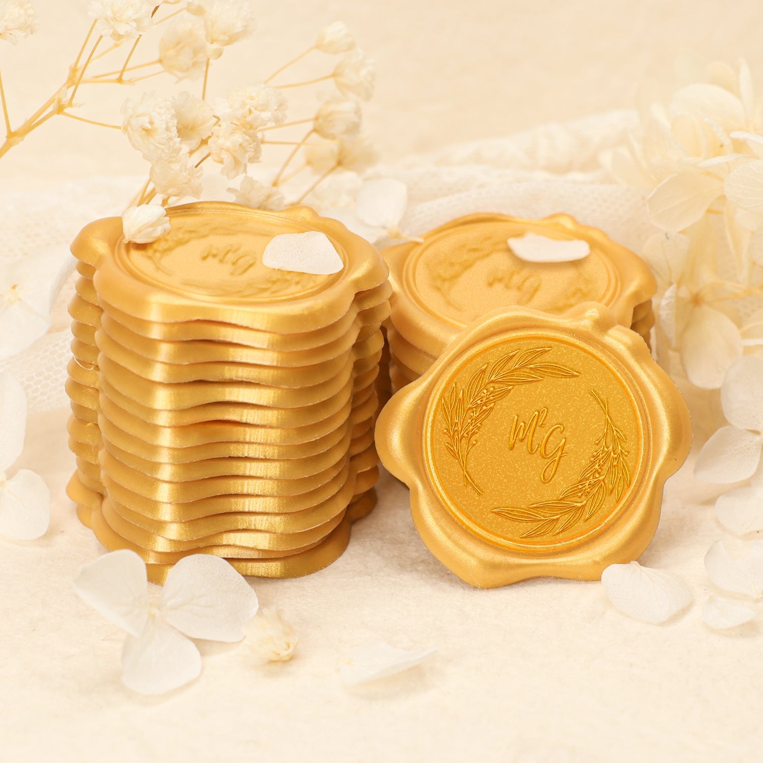 Pegatinas Autoadhesivas de Sello de Lacre con Monograma Personalizado para Bodas (36 Diseños) 2-1