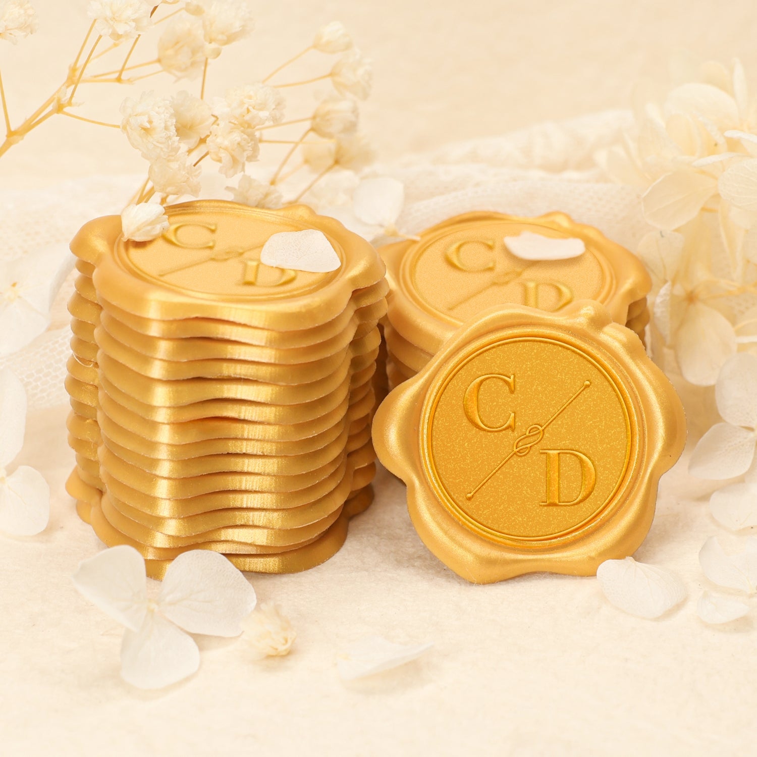 Pegatinas de Sello de Lacre Personalizado con Monograma de Nudo Simple para Boda 2-6