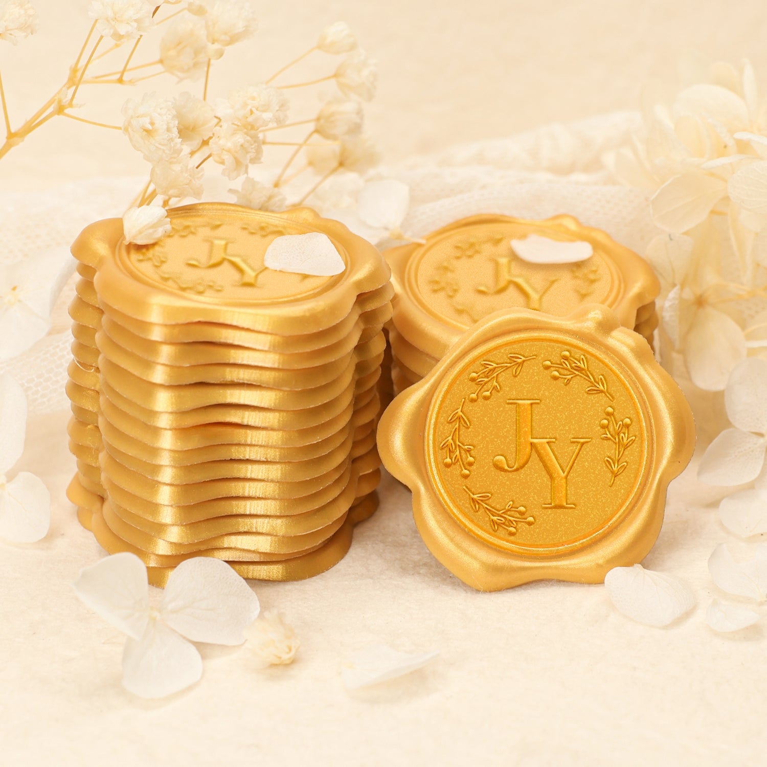 Pegatinas de Sello de Lacre de Monograma de Boda de Ramas Frutales Personalizadas 2-8