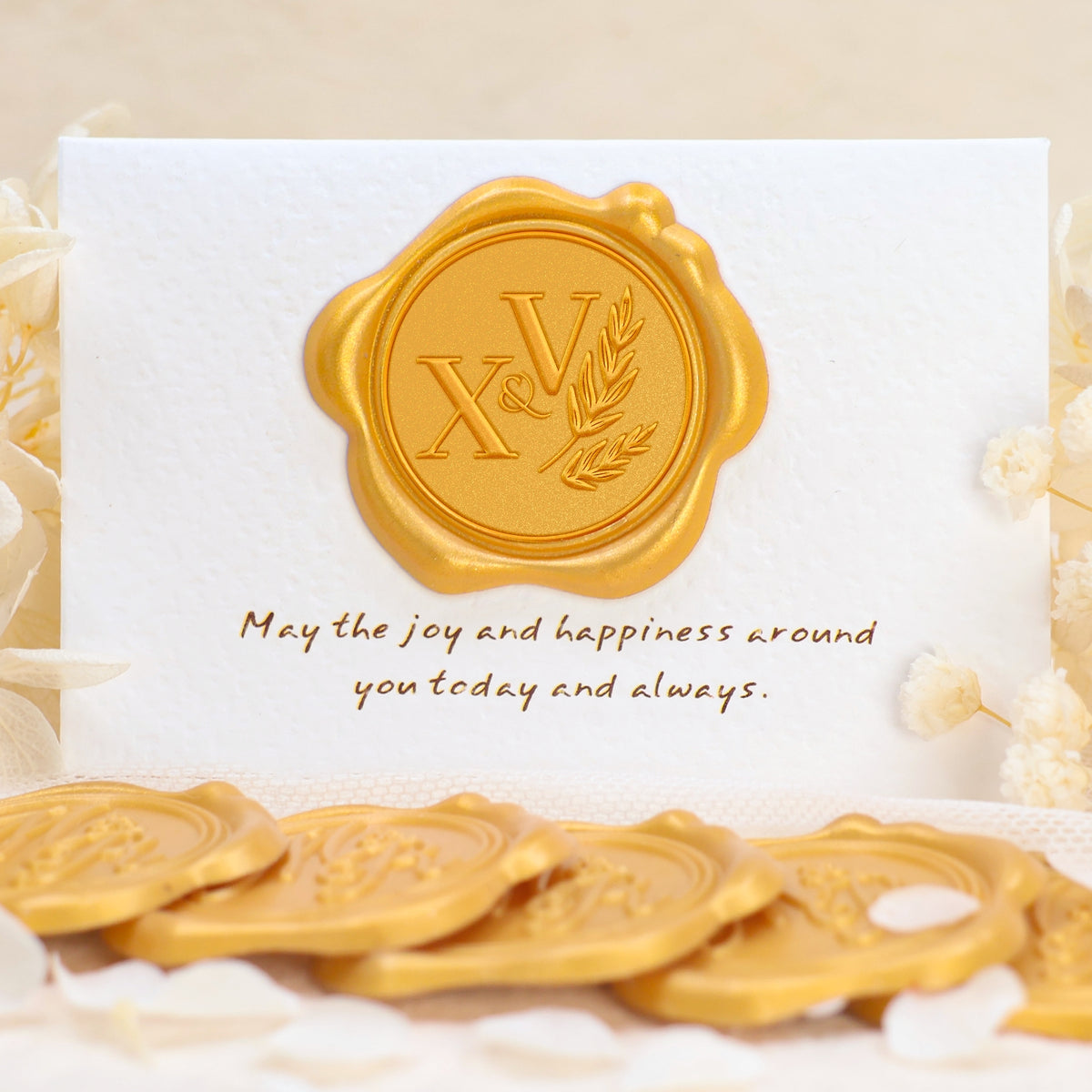 Custom Olive Branch Wedding Monogram Wax Seal Stickers 1-11
