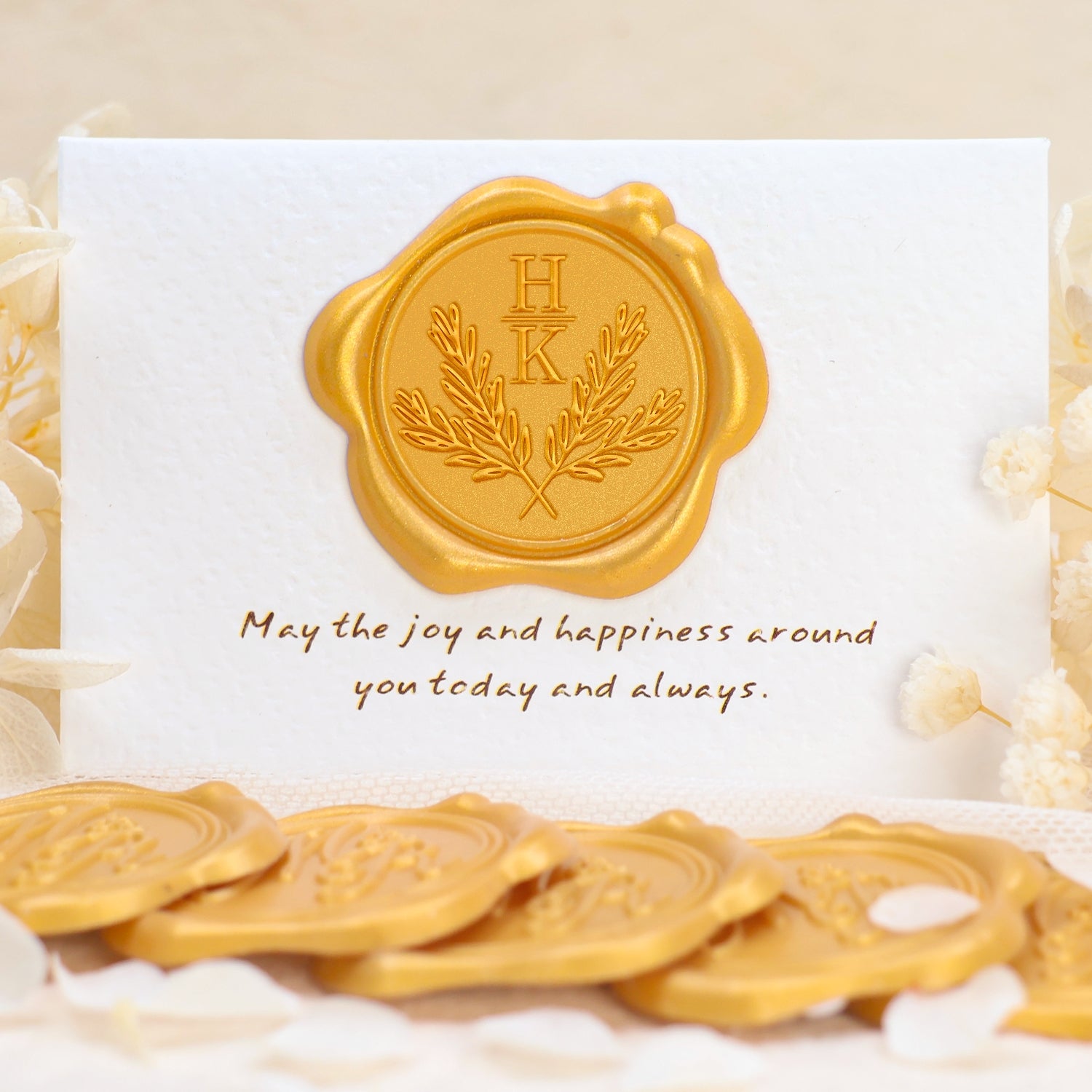 Pegatinas de Sello de Lacre con Monograma de Boda de Ramas de Olivo Cruzadas Personalizado 1-13
