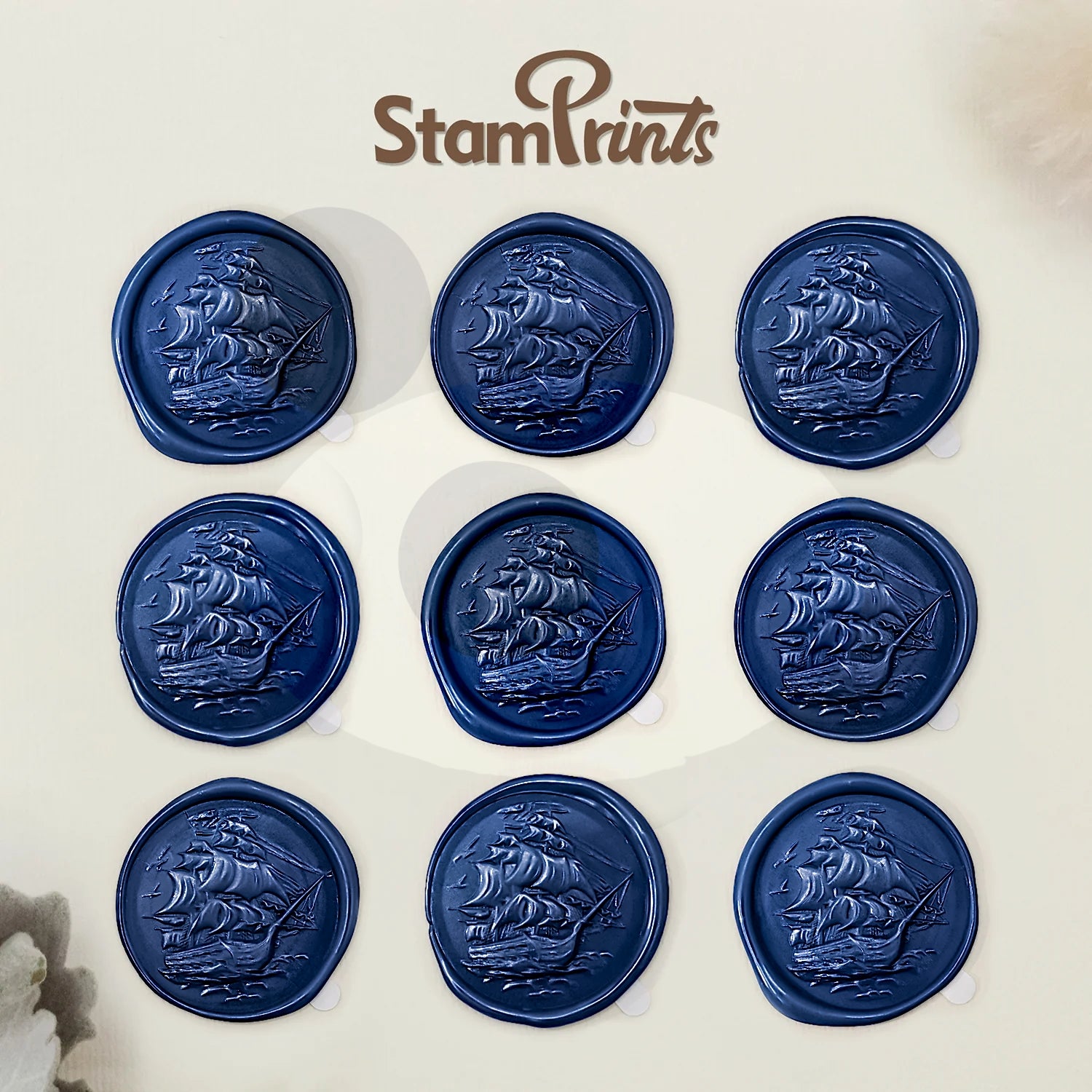 Pegatinas de Sello de Lacre Autoadhesivo de Barco Velero en Relieve 3D 5-3