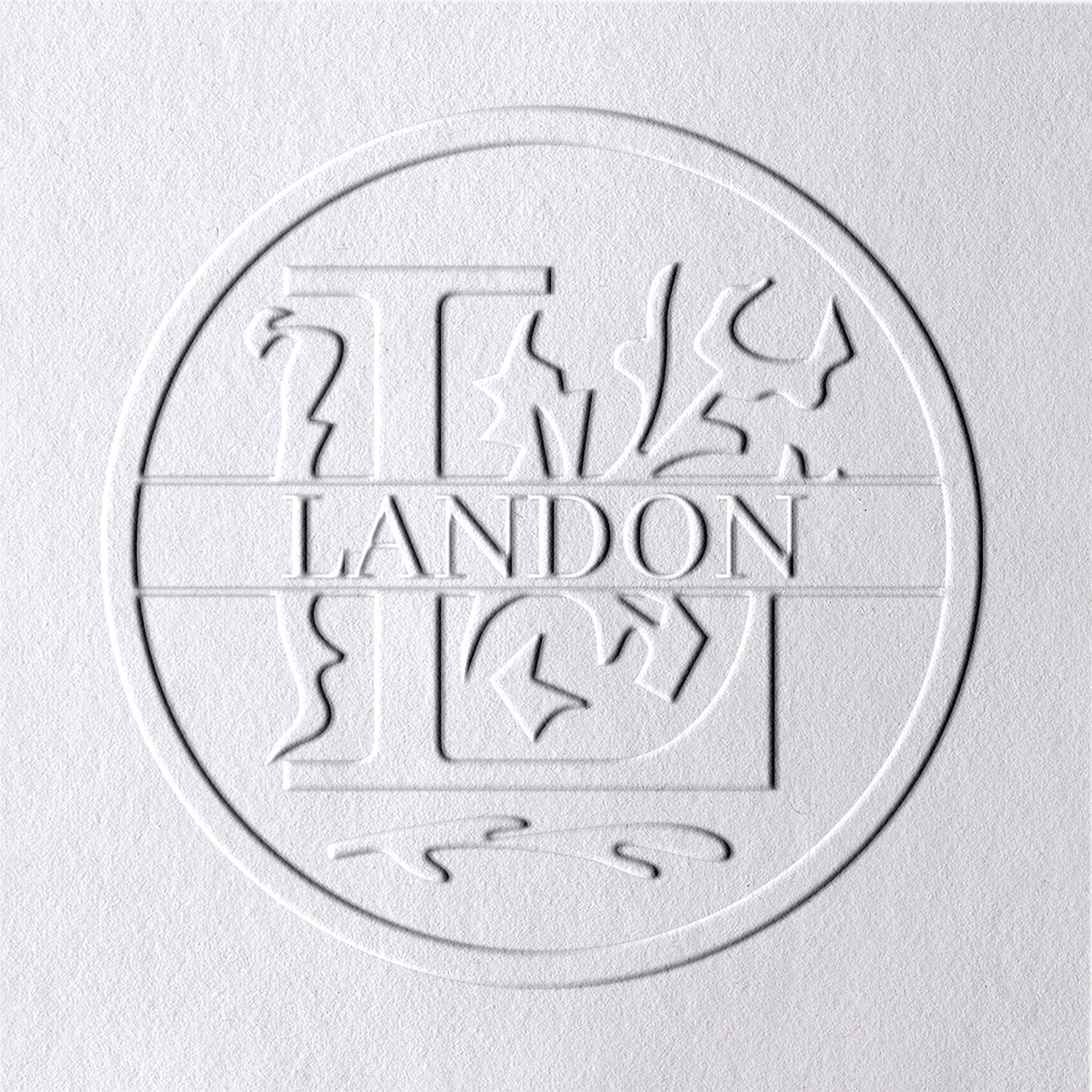 Sello en seco de nombre floral personalizado de 26 letras - L L1