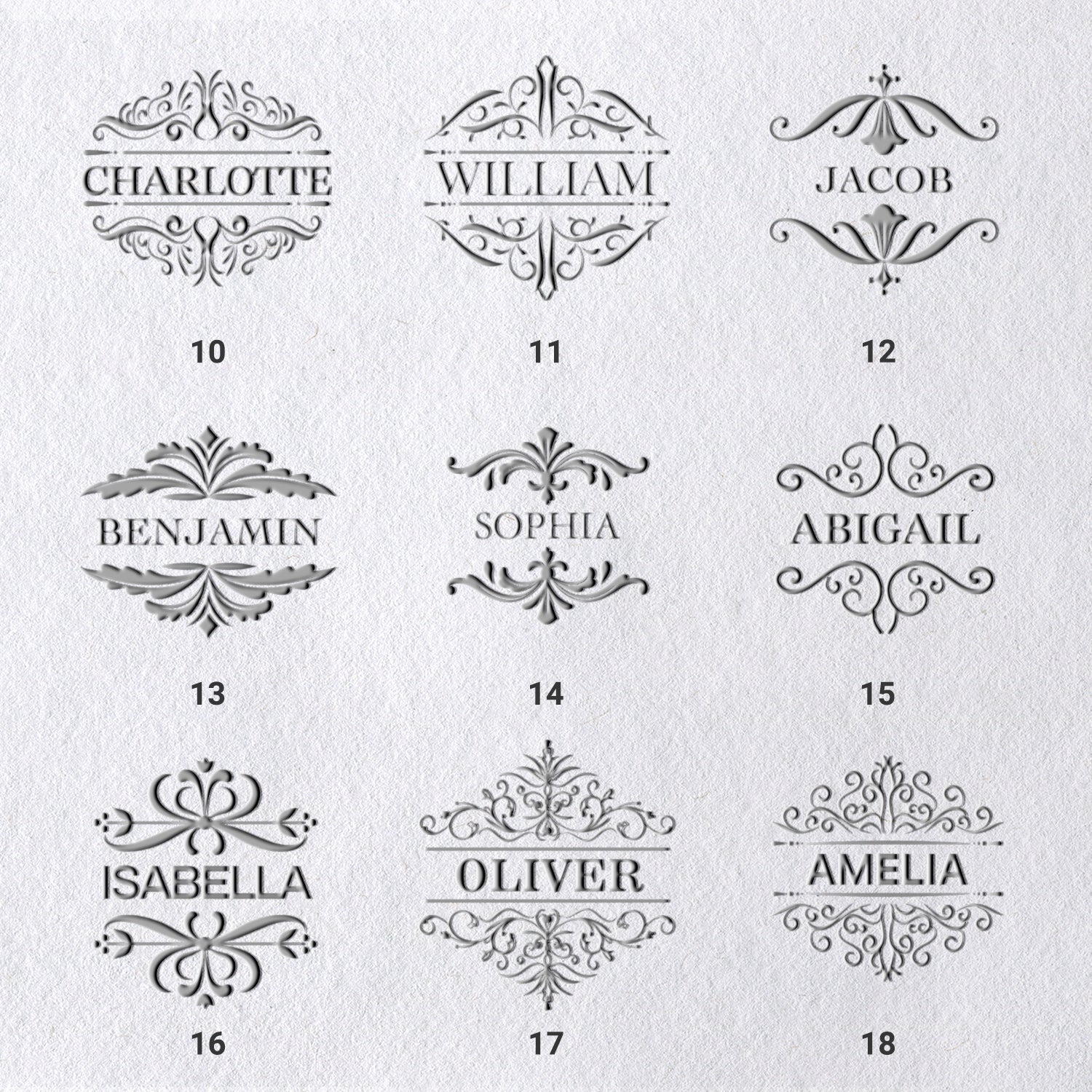 Sello en Seco de Nombre Personalizado (27 Diseños) sku_21