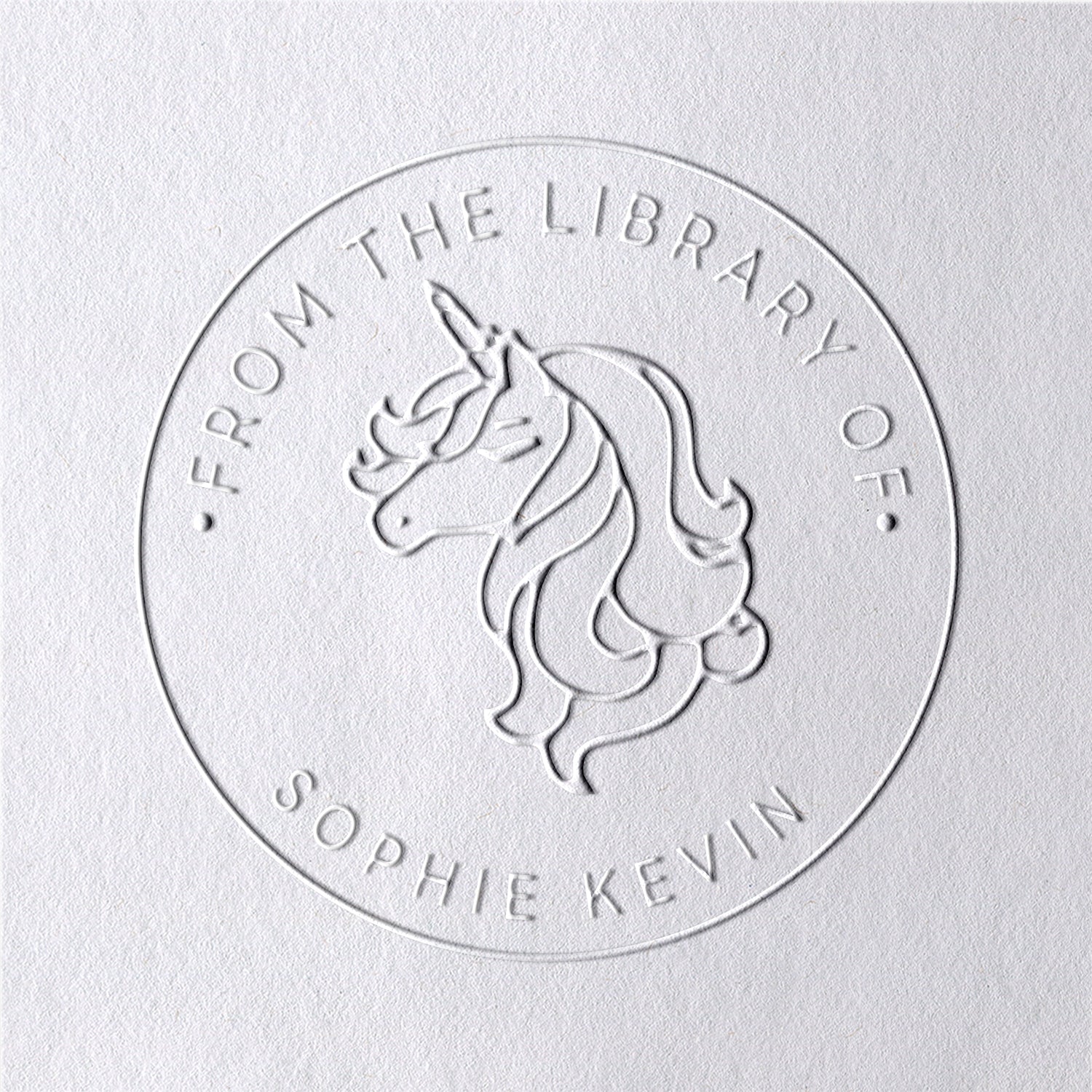 Sello en Seco de Libro Personalizado de Unicornio de la Biblioteca2
