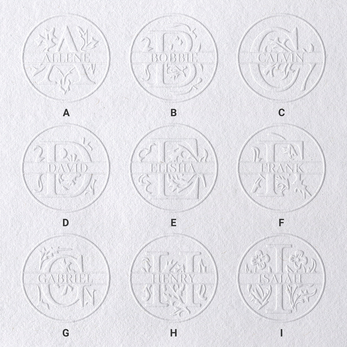 Sello en Seco Personalizado de Nombre Floral de 26 Letras sku-11