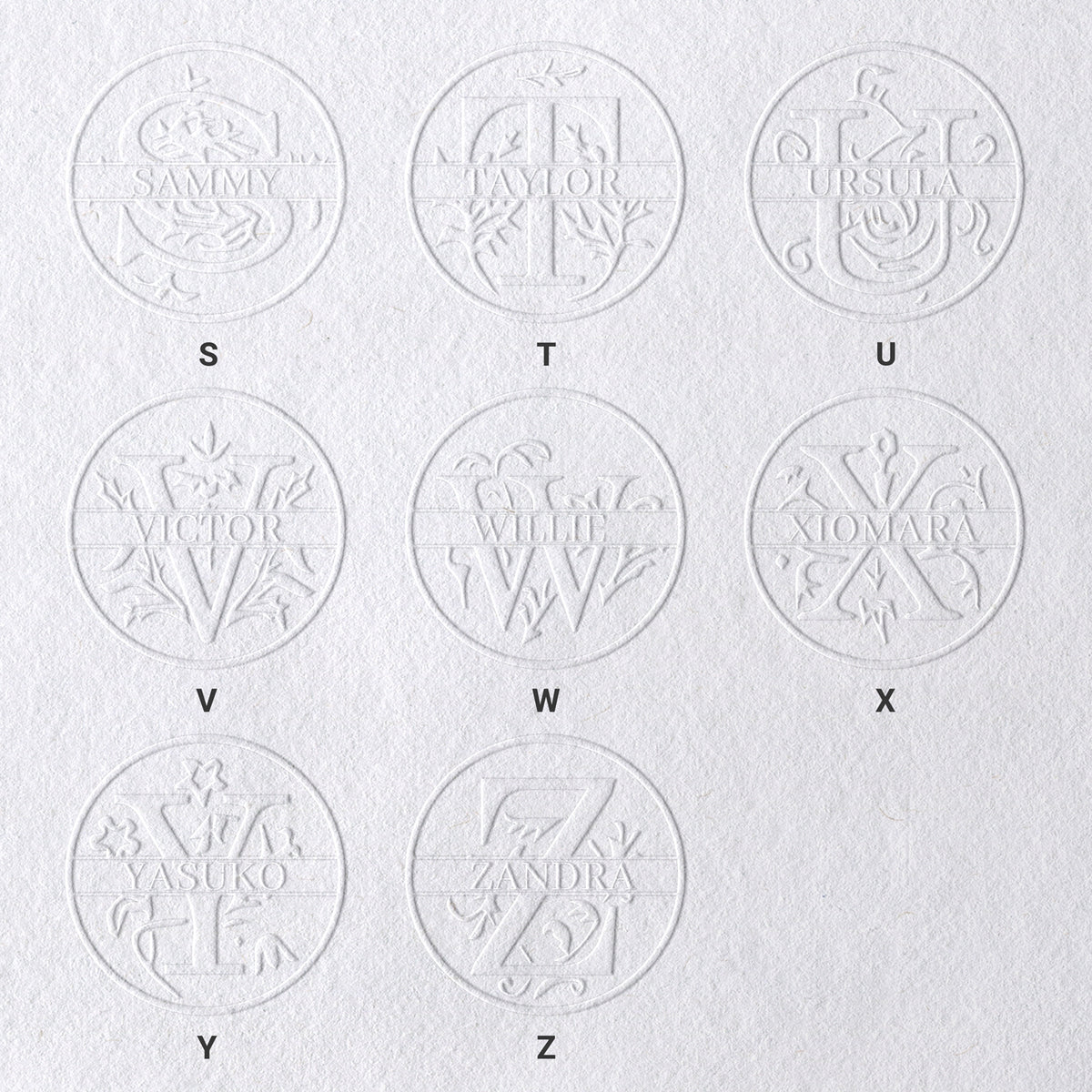 Sello en Seco de Nombre Floral Personalizado de 26 Letras sku-31