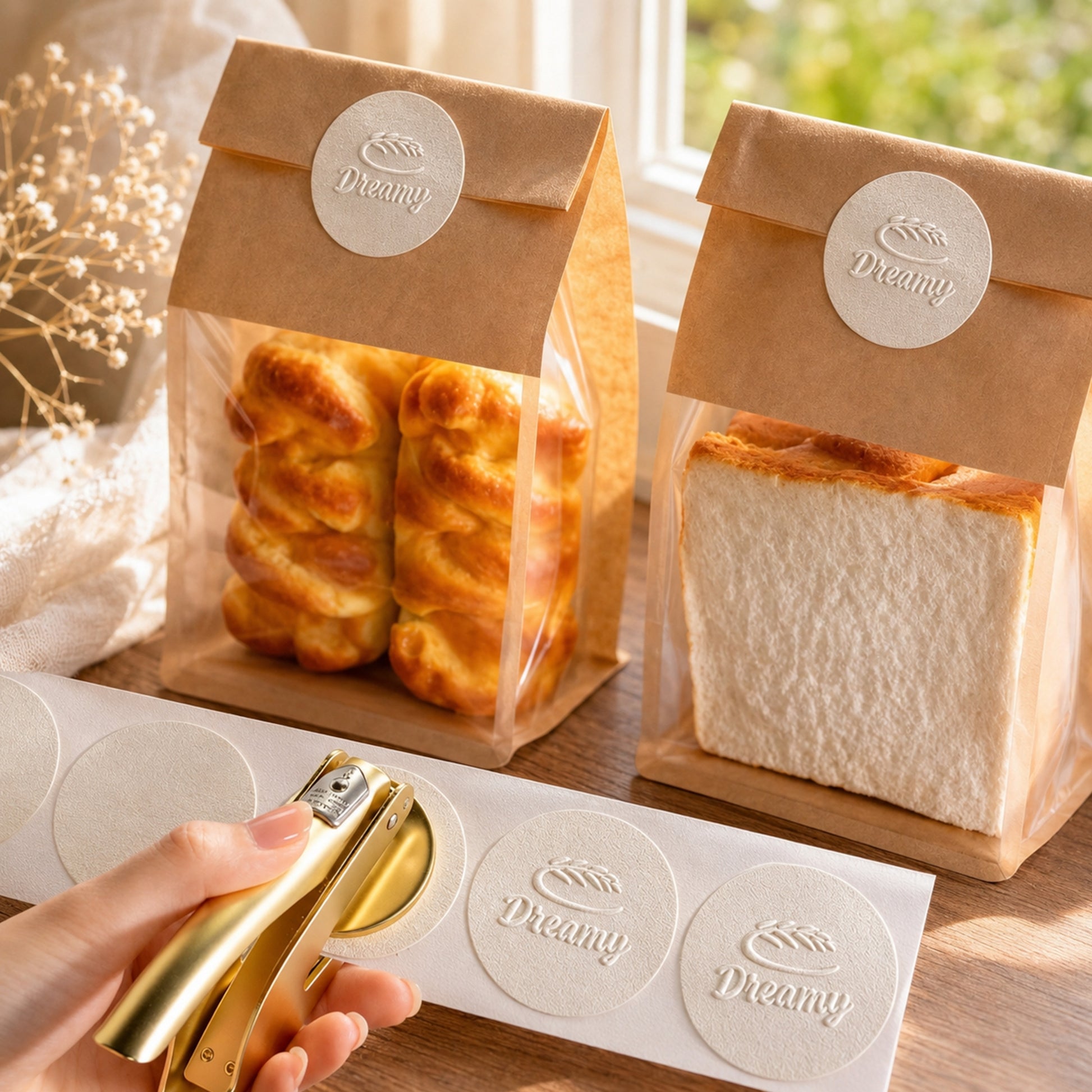Pegatinas de sello en seco texturizadas en blanco 33