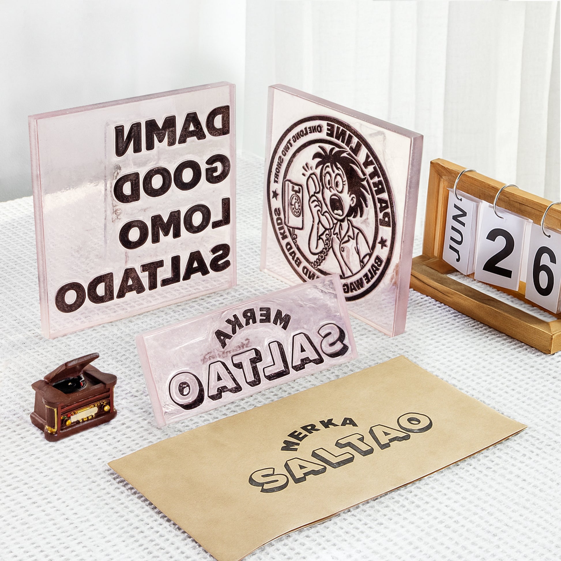 Extra LARGE Size Custom Acrylic Rubber Stamps multi