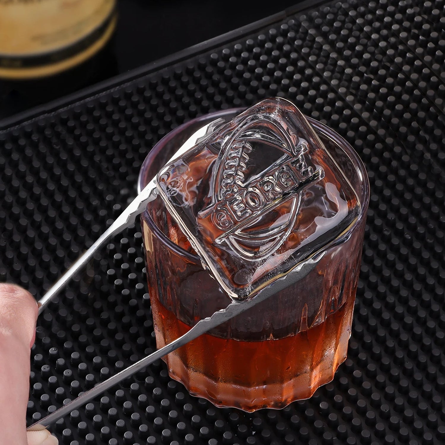 Sello de Caucho de Hielo de Latón con Monograma de Nombre de Fútbol para Bartender y Planificador1